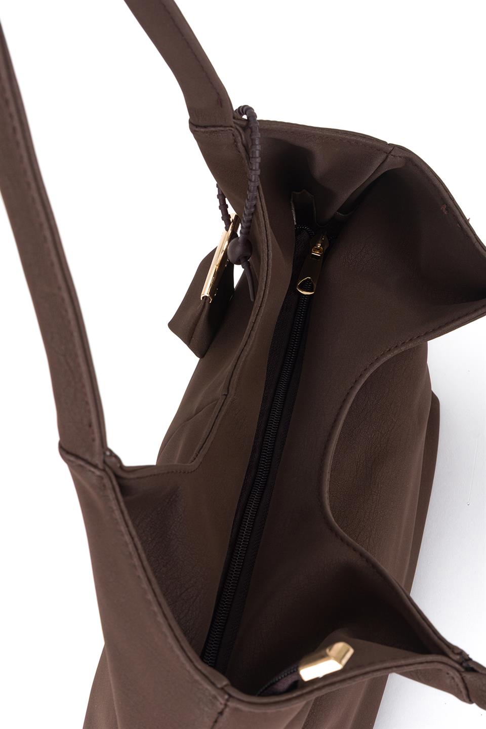 Soft Mini Charmlı Omuz Çantası Kahve