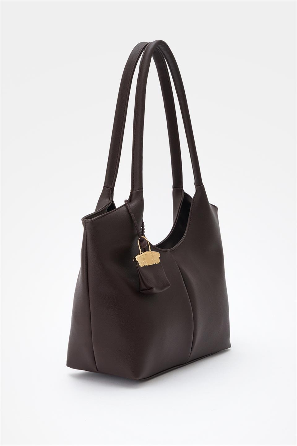 Soft Mini Charmlı Omuz Çantası Kahve