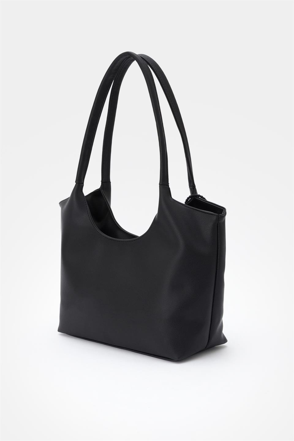 Soft Mini Charmlı Omuz Çantası Siyah