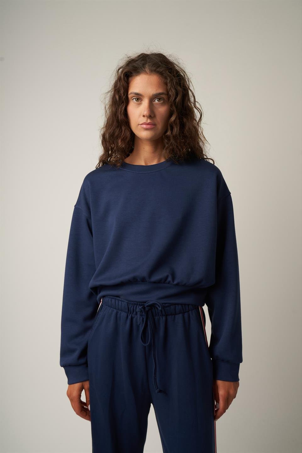 Soft Touch Kısa Sweatshirt Lacivert