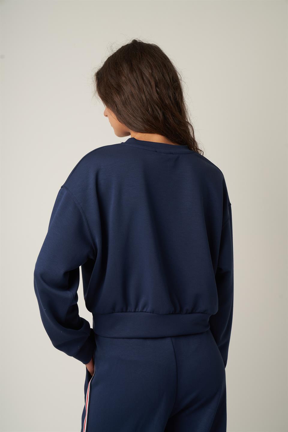 Soft Touch Kısa Sweatshirt Lacivert