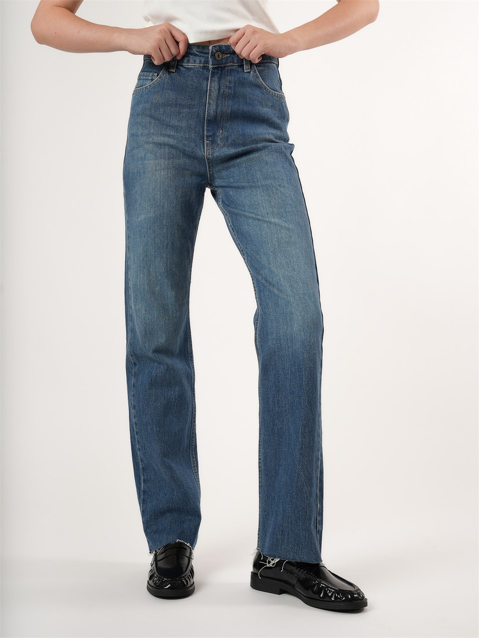 Straight Fit Jean Pantolon Koyu Mavi