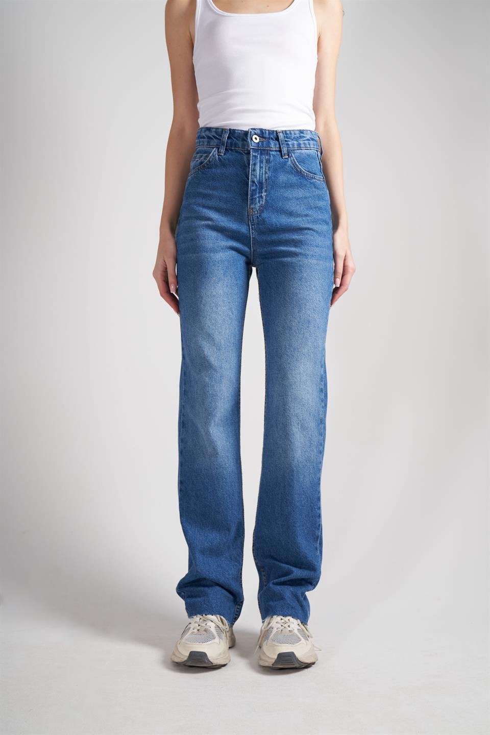 Straight Fit Jean Pantolon Mavi