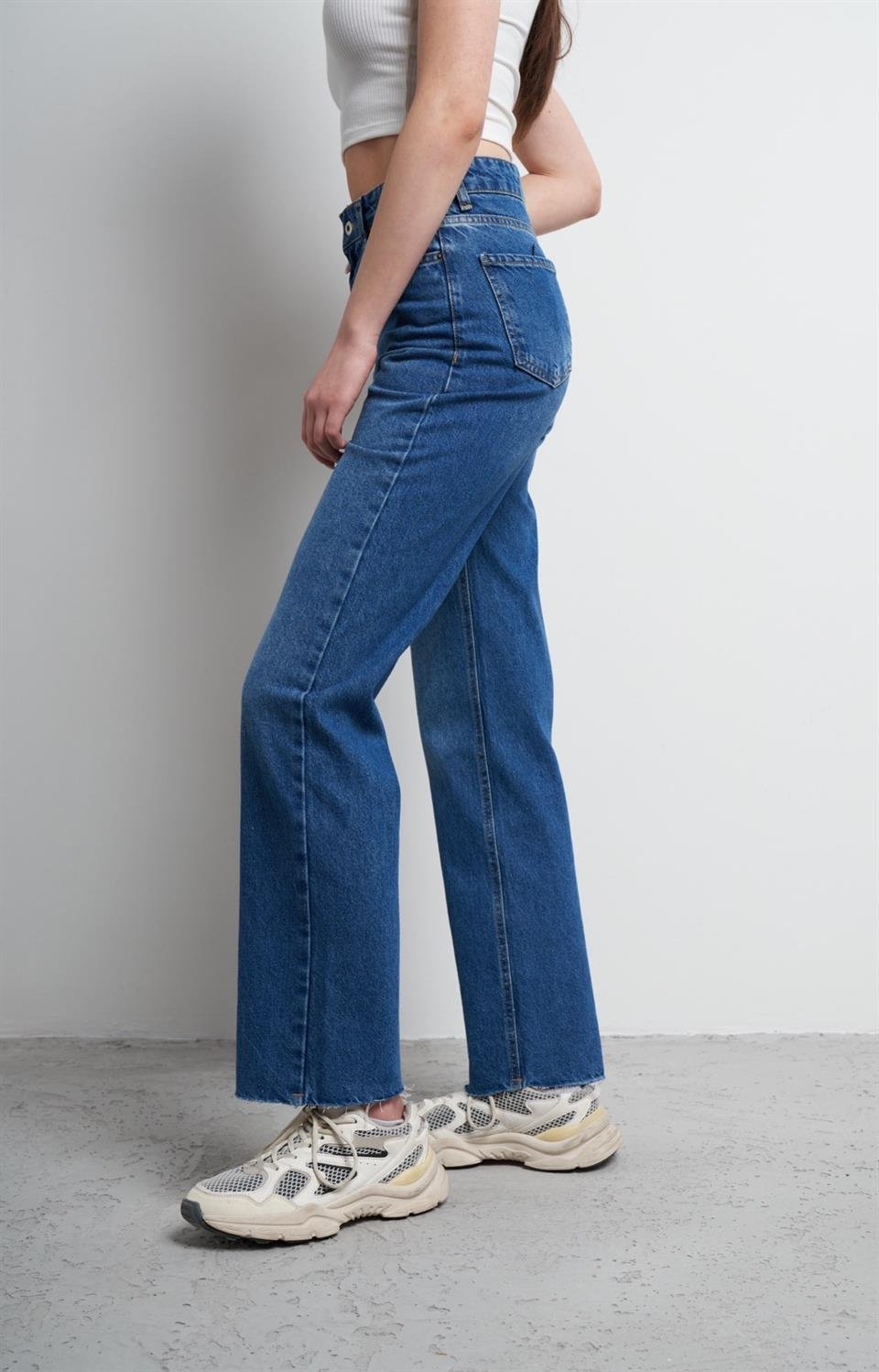 Straight Fit Jean Pantolon Mavi