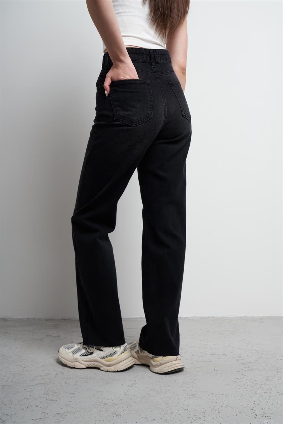 Straight Fit Jean Pantolon Siyah
