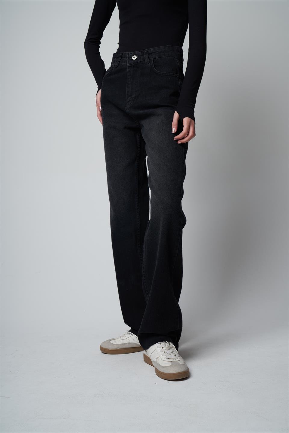 Straight Fit Jean Pantolon Siyah