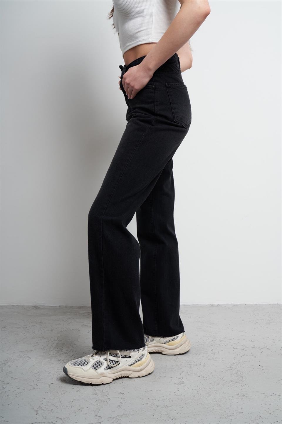Straight Fit Jean Pantolon Siyah