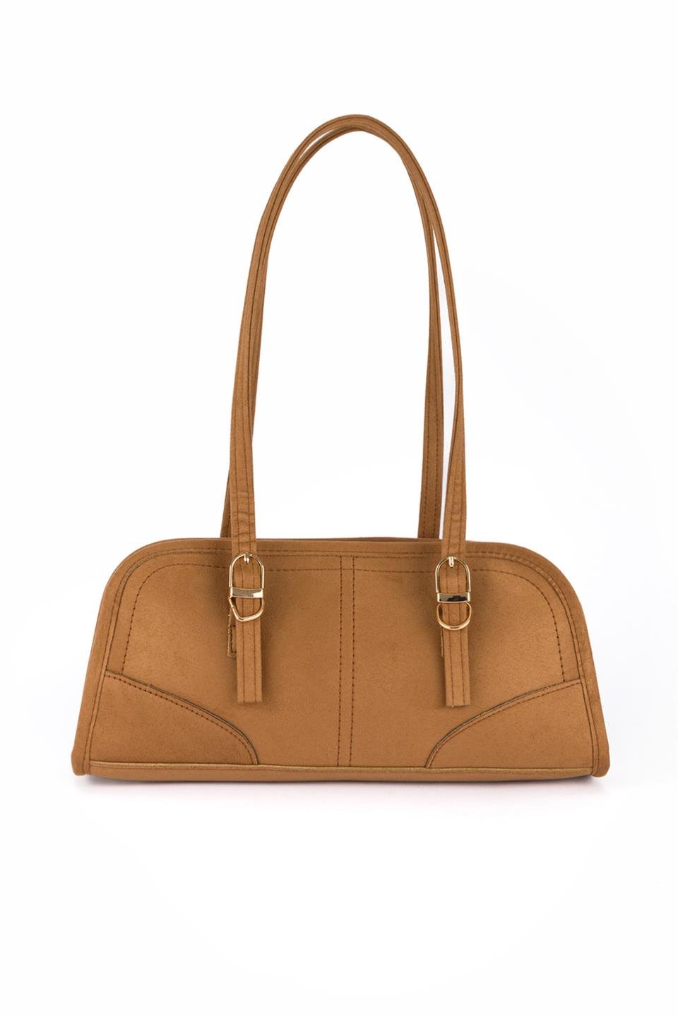 Süet Baget Omuz Çantası Taba