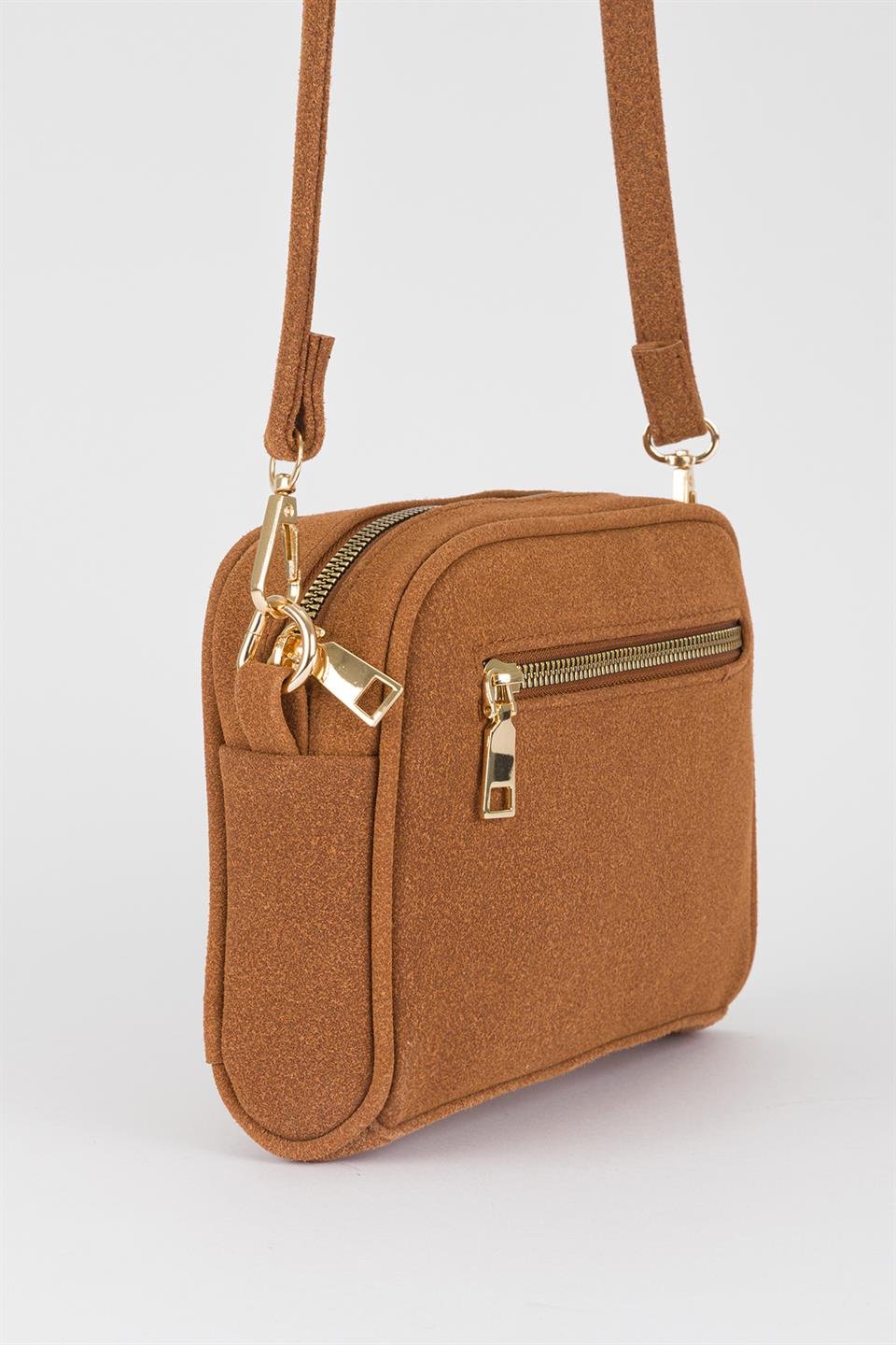 Süet Çapraz Çanta Taba