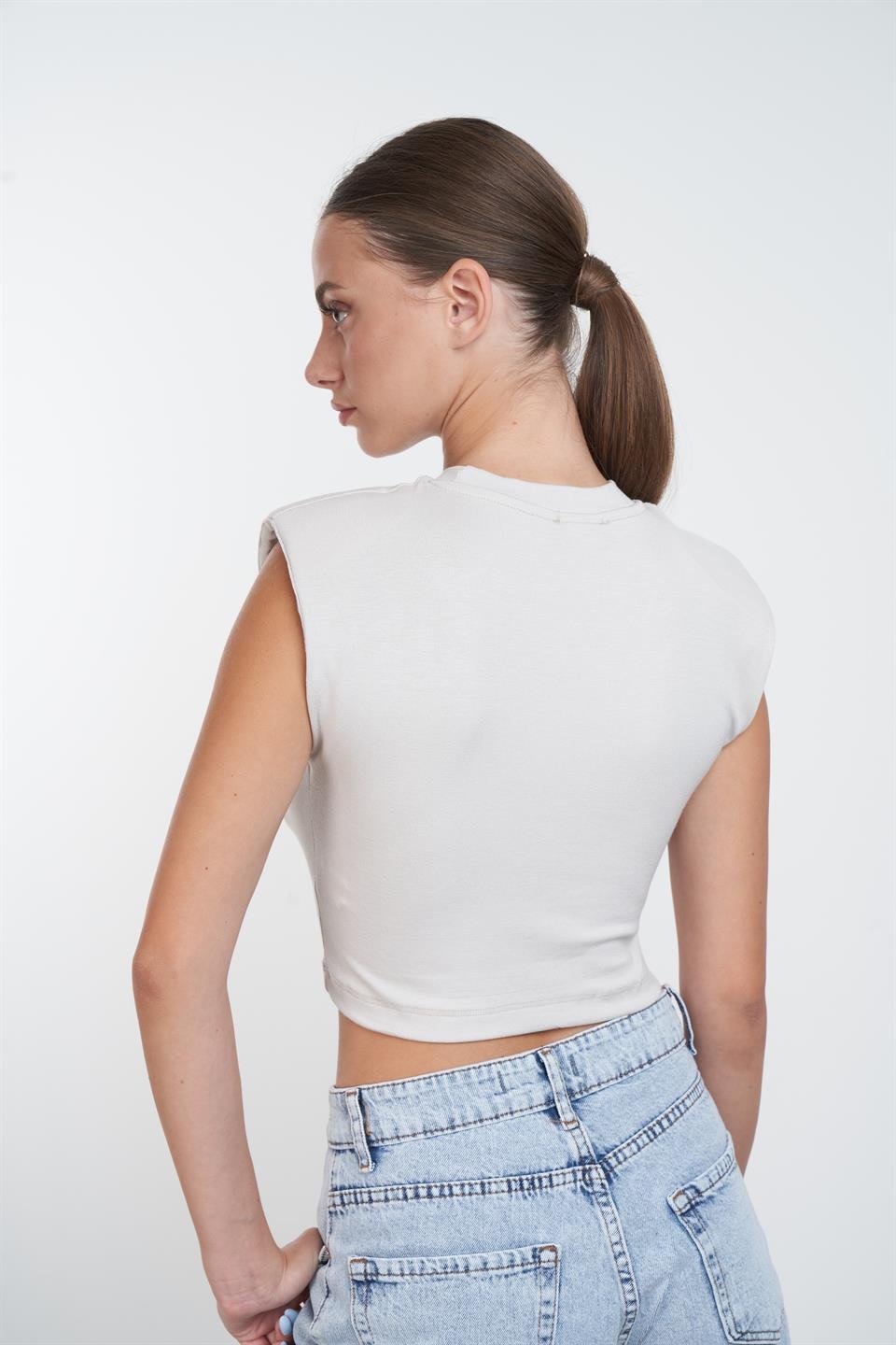 Taş Detaylı Jean Şort Açık Mavi