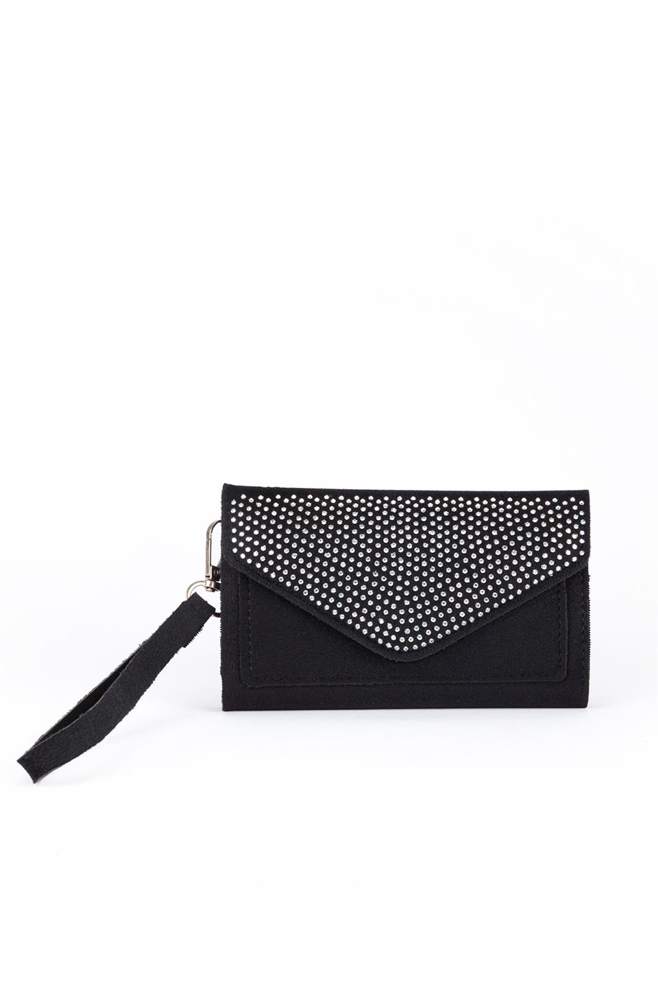 Taşlı Cüzdan Siyah