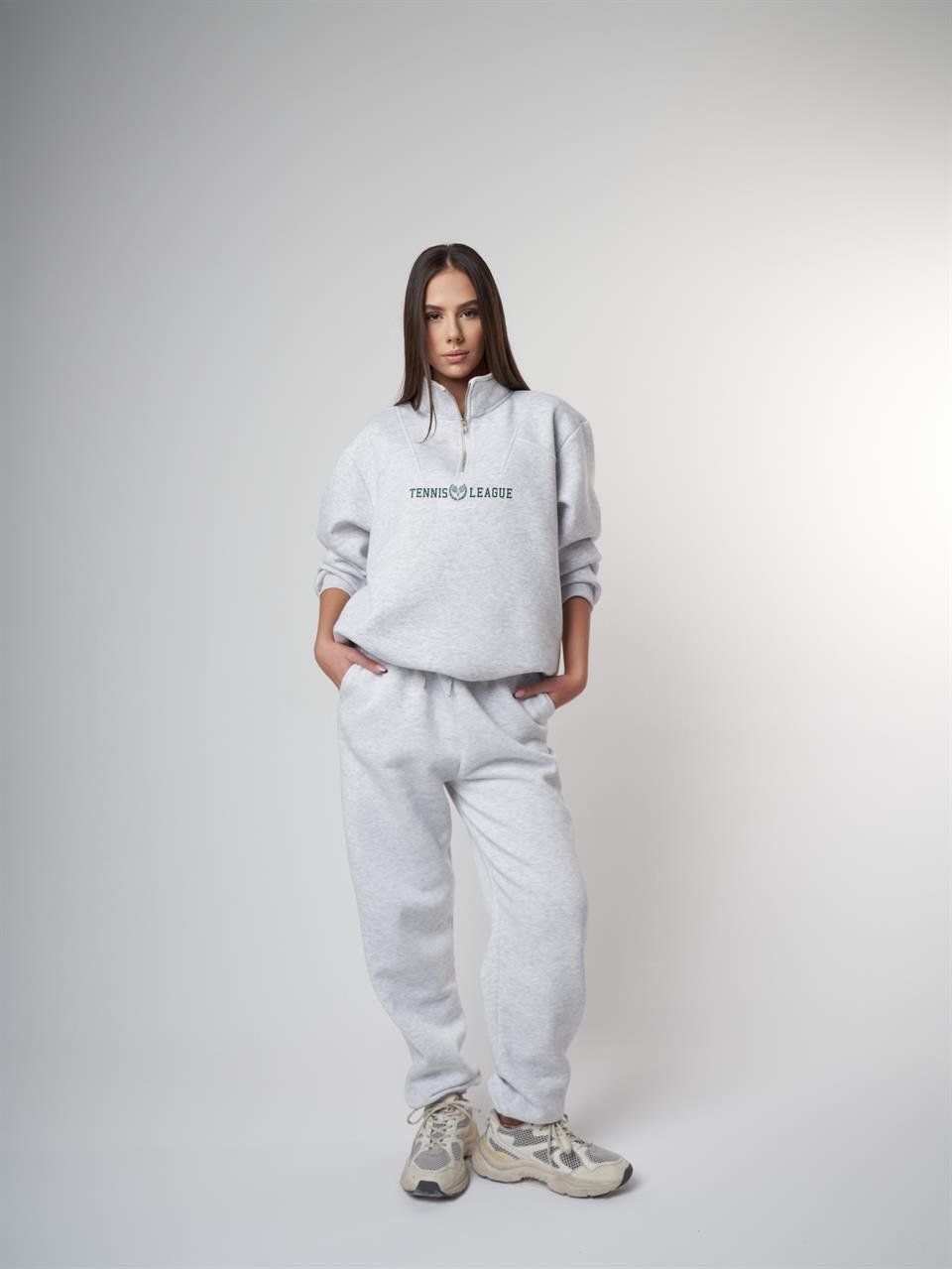 Tennis League Baskılı Şardonlu Sweatshirt Karmelanj