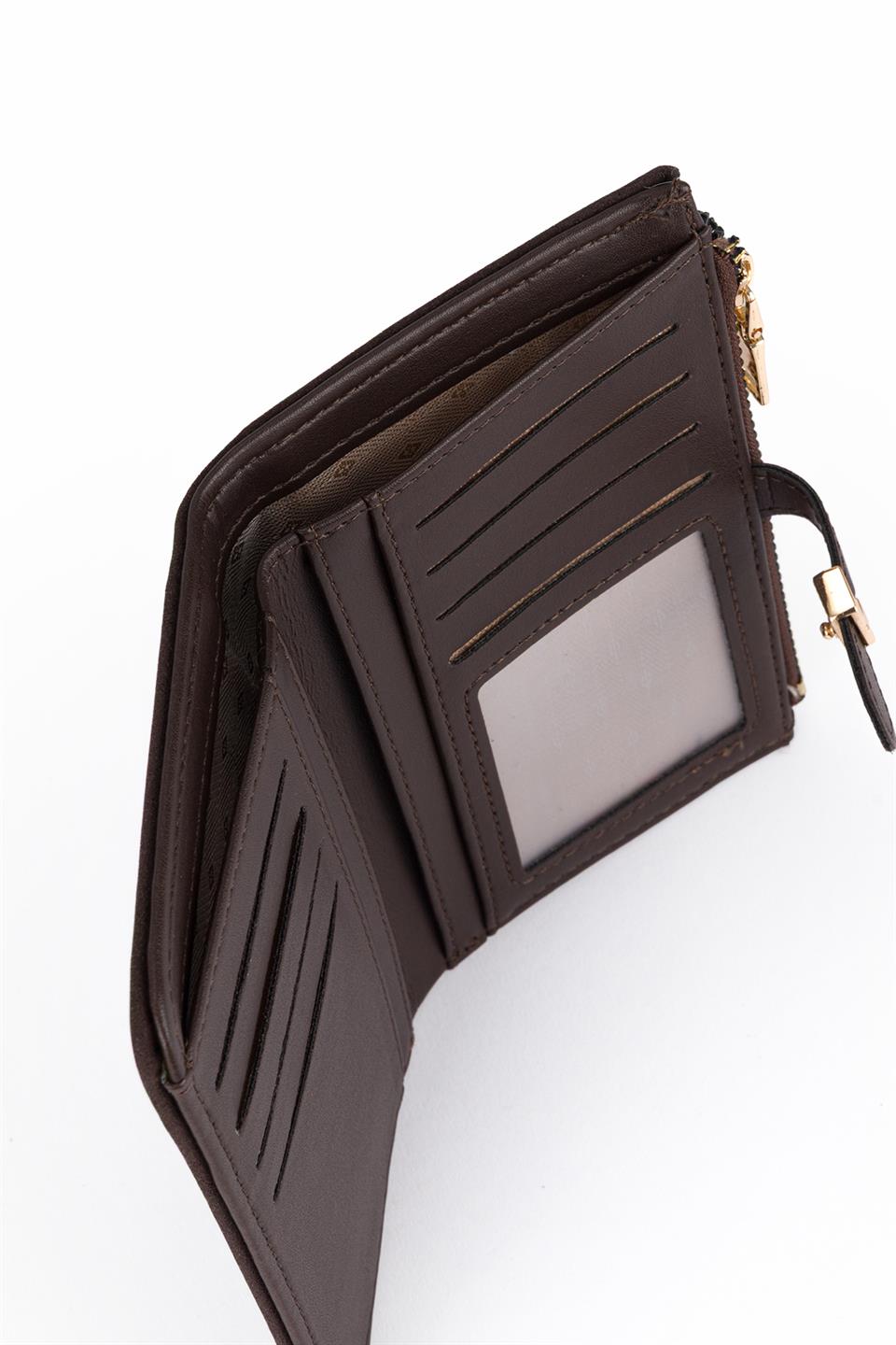 Tokalı Süet Cüzdan Kahve