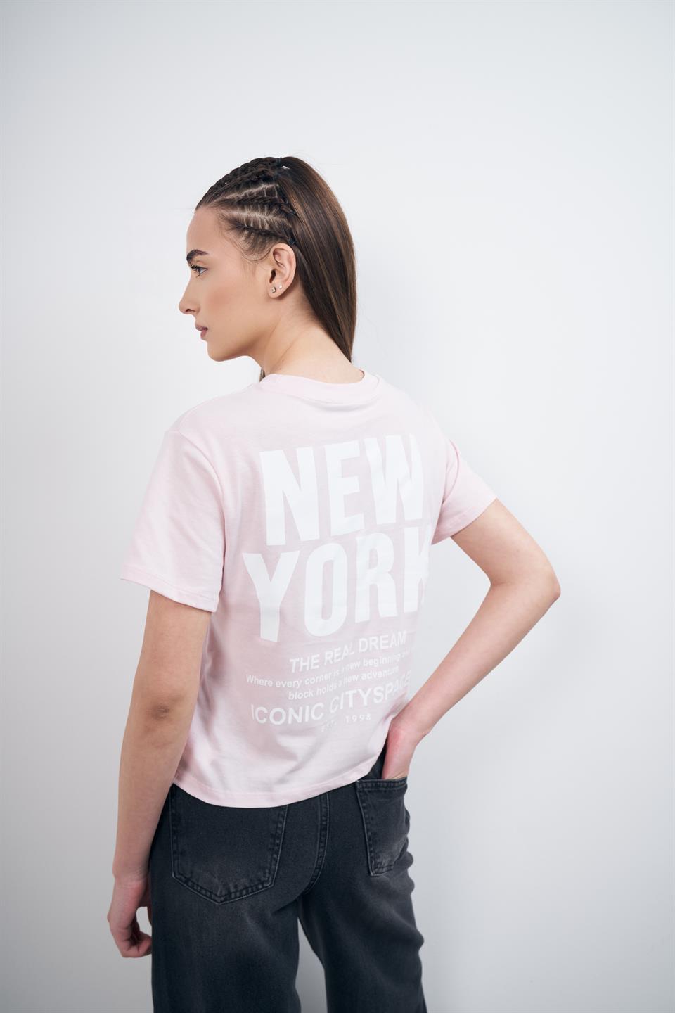 Tribeca Baskılı T-shirt Toz Pembe