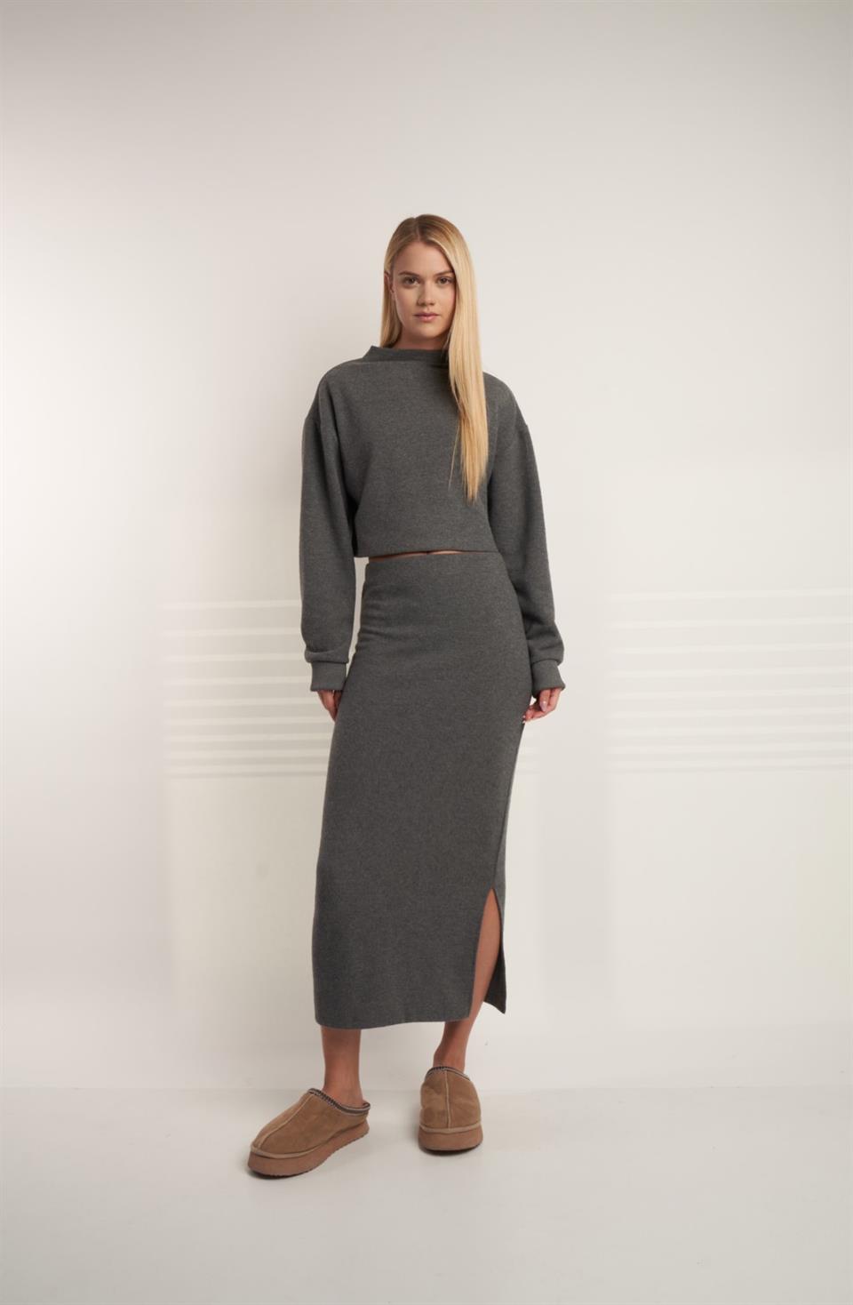 Triko Uzun Etek Antrasit