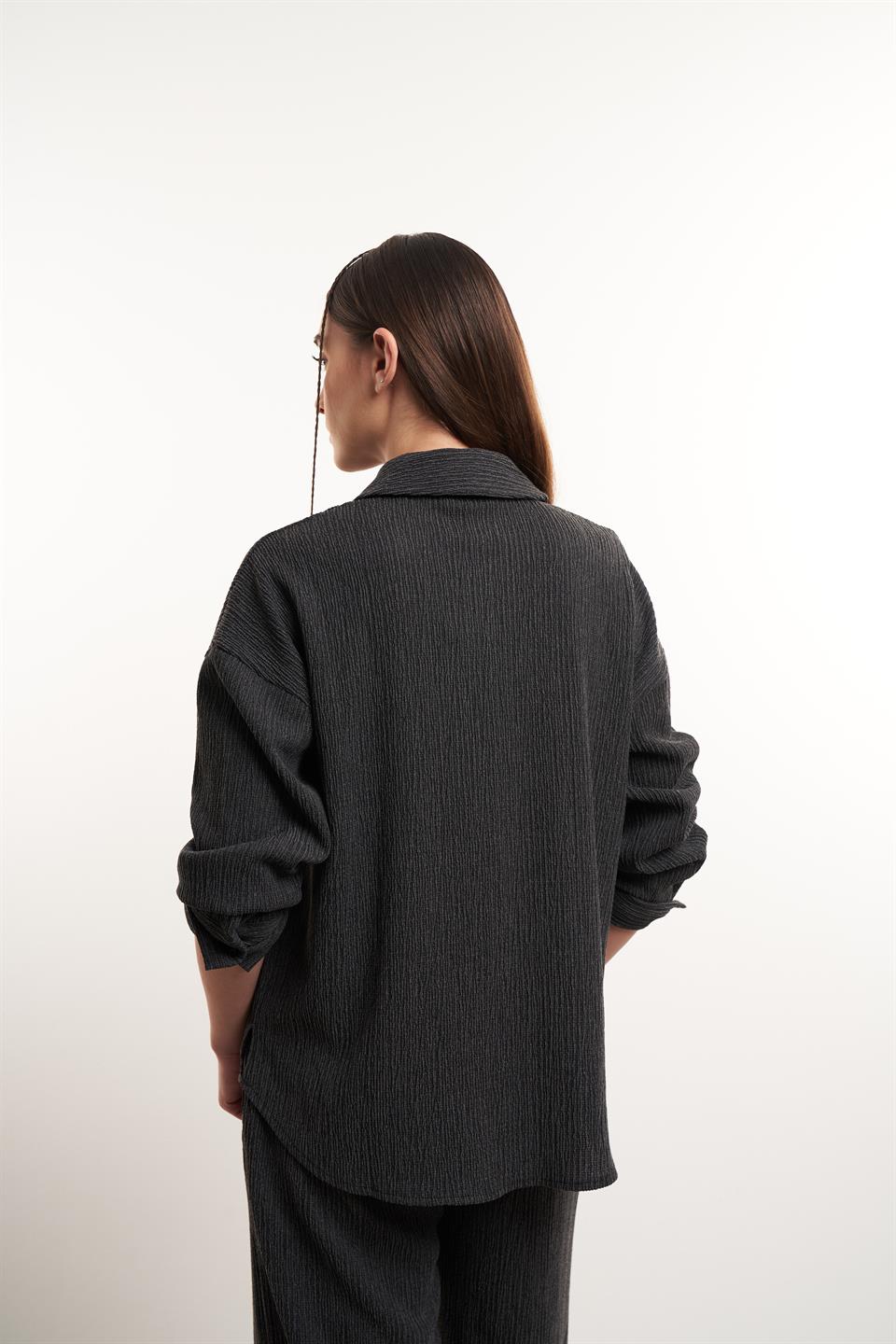 Yakalı Uzun Kol Gömlek Antrasit