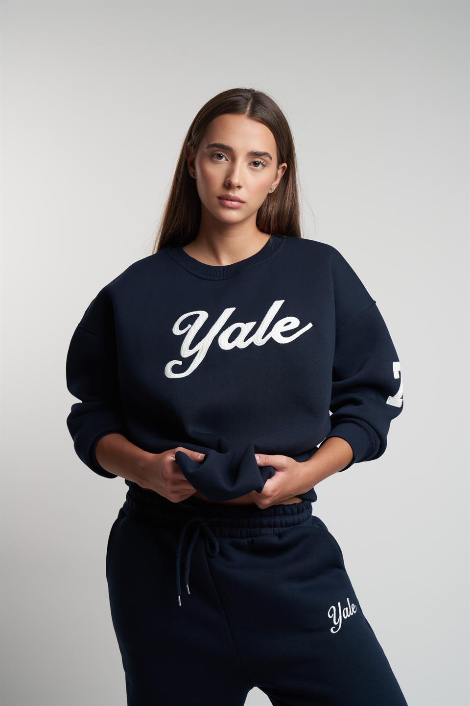 Yale Baskılı Şardonlu Sweatshirt Lacivert