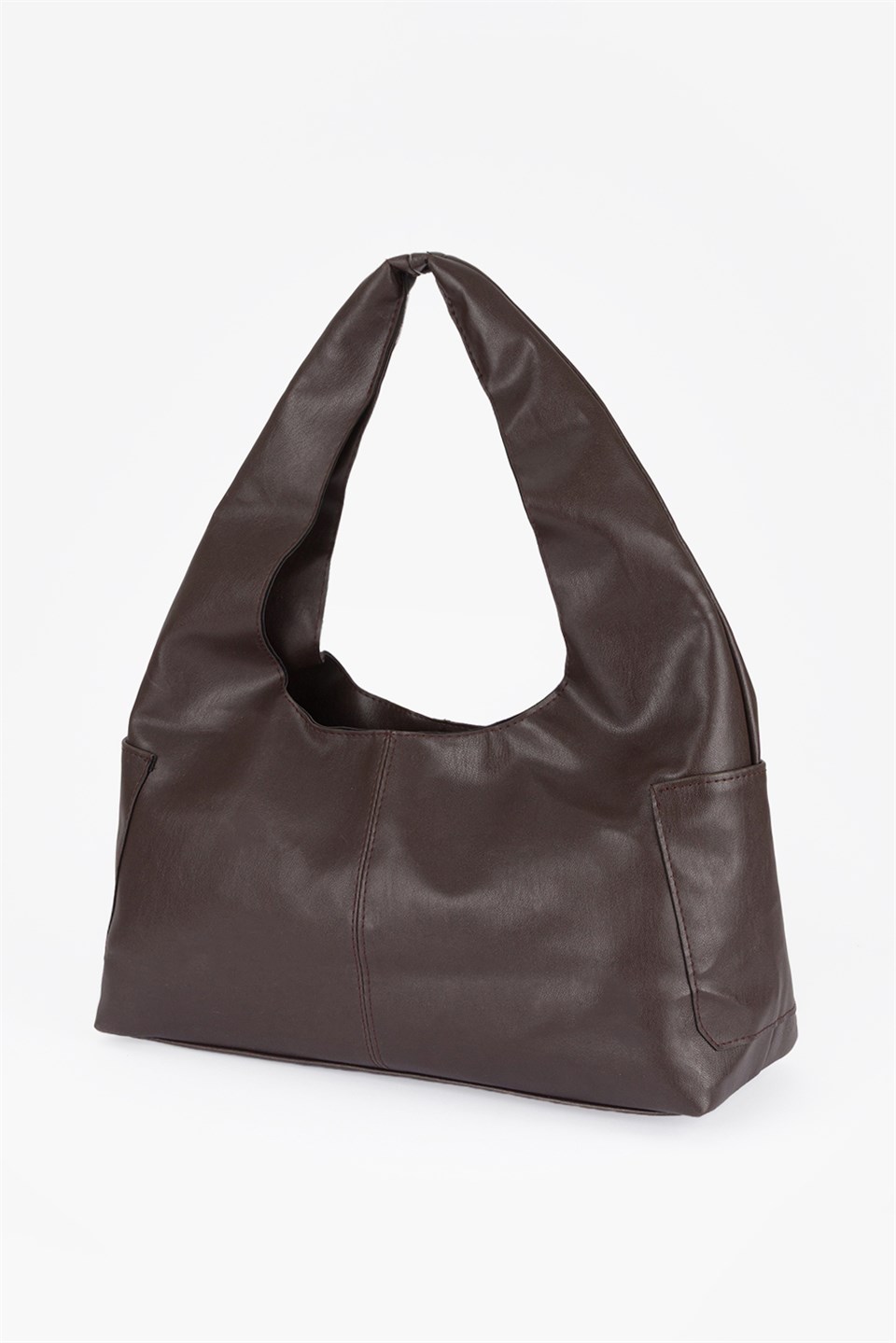 Yanlar Cepli Shopper Çanta Kahve