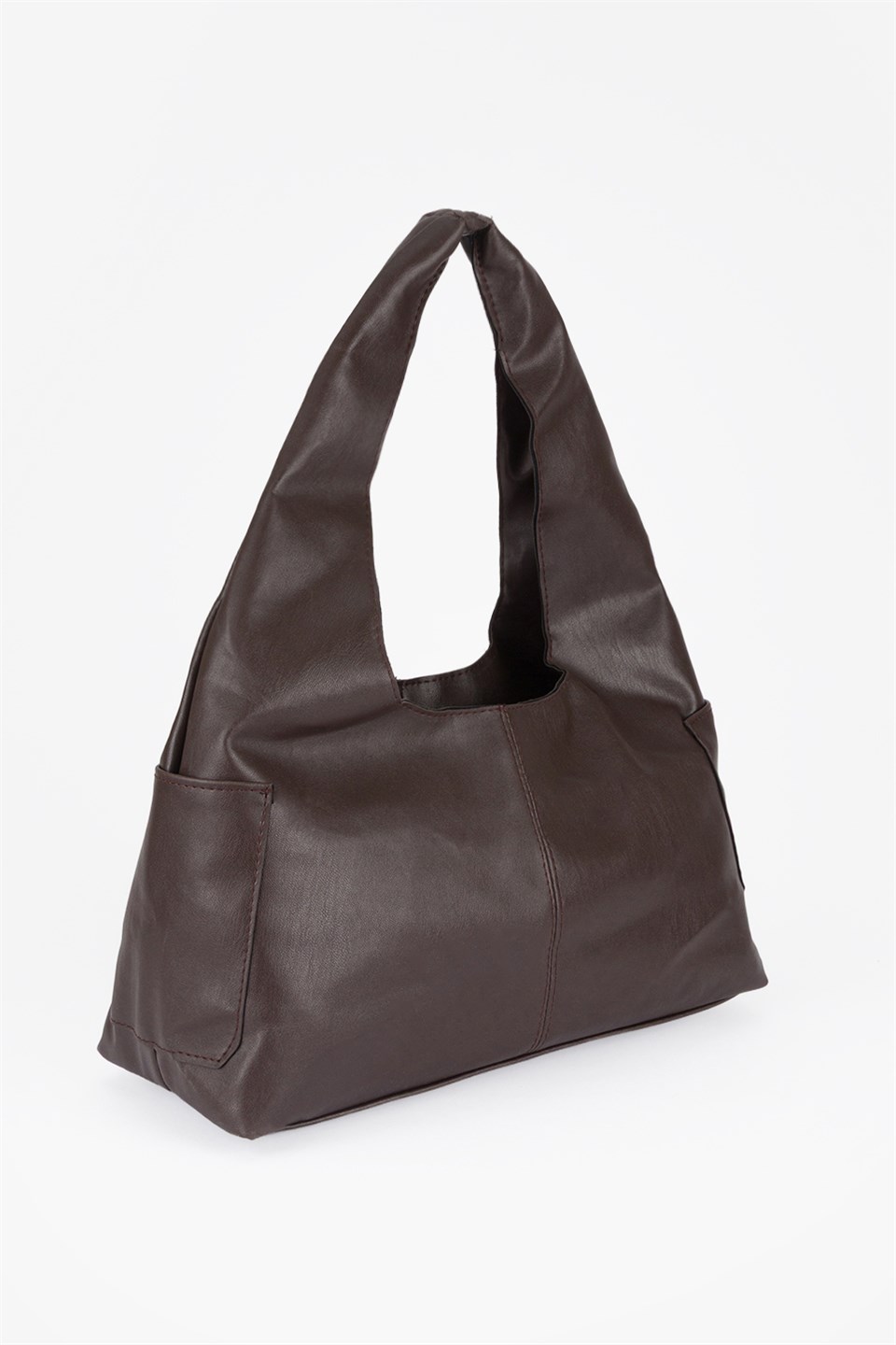Yanlar Cepli Shopper Çanta Kahve