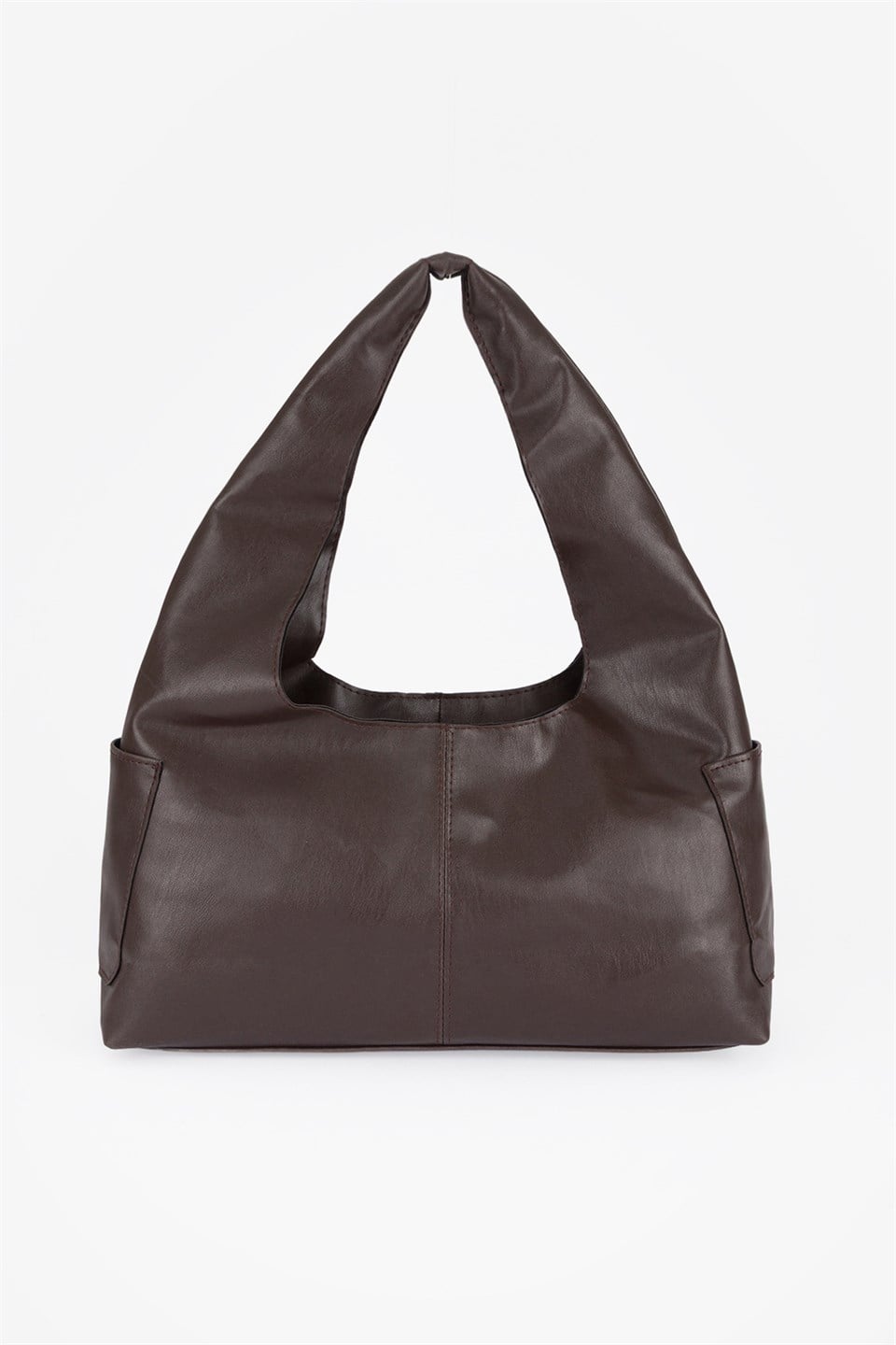 Yanlar Cepli Shopper Çanta Kahve