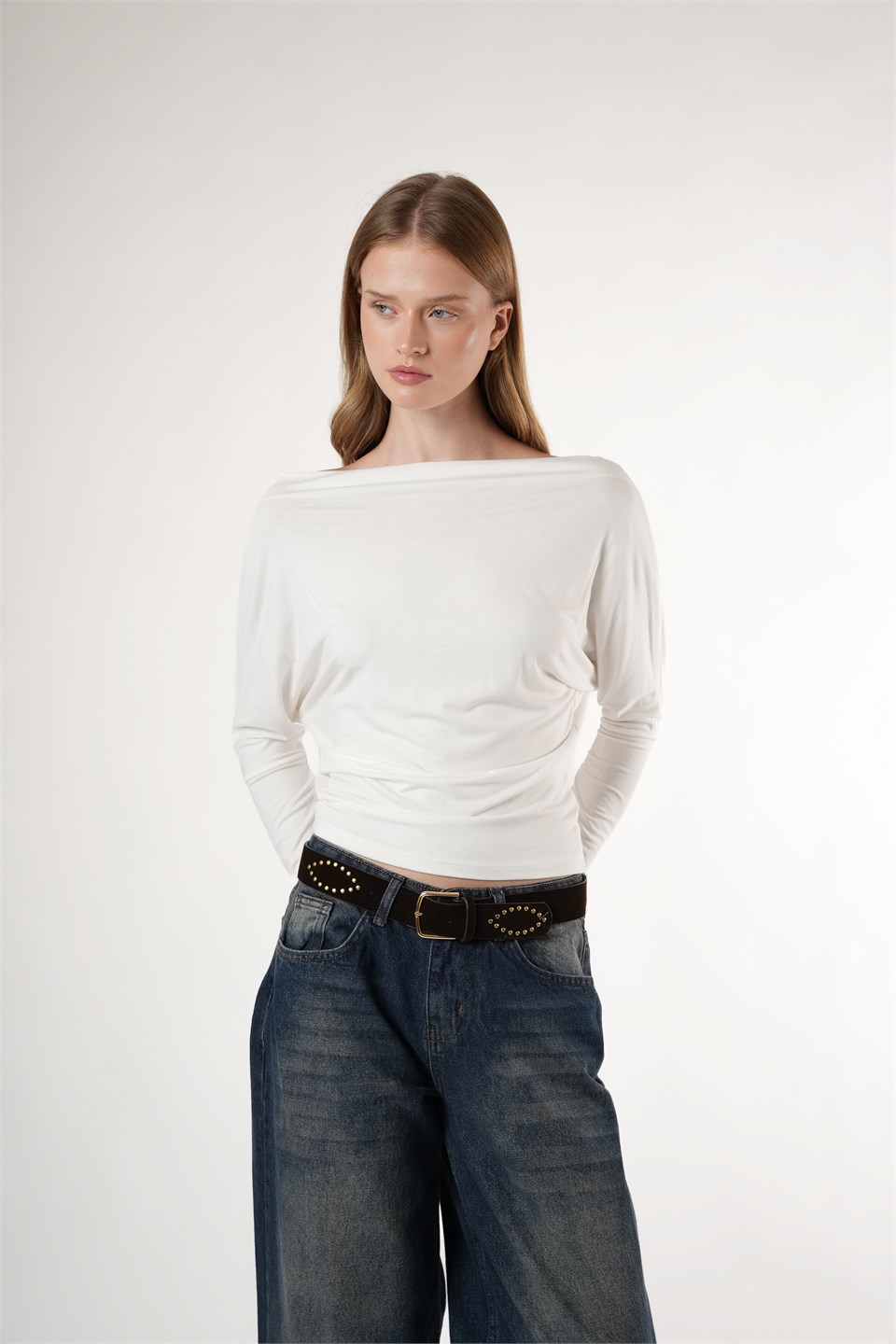 Yarasa Kol Basic Bluz Ekru