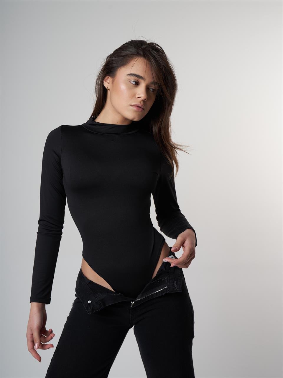Yarım Balıkçı Basic Bodysuit Siyah