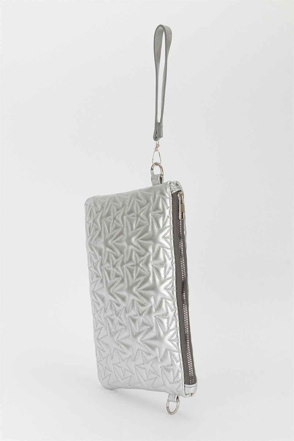 Yıldız Desen Clutch Çanta Gümüş