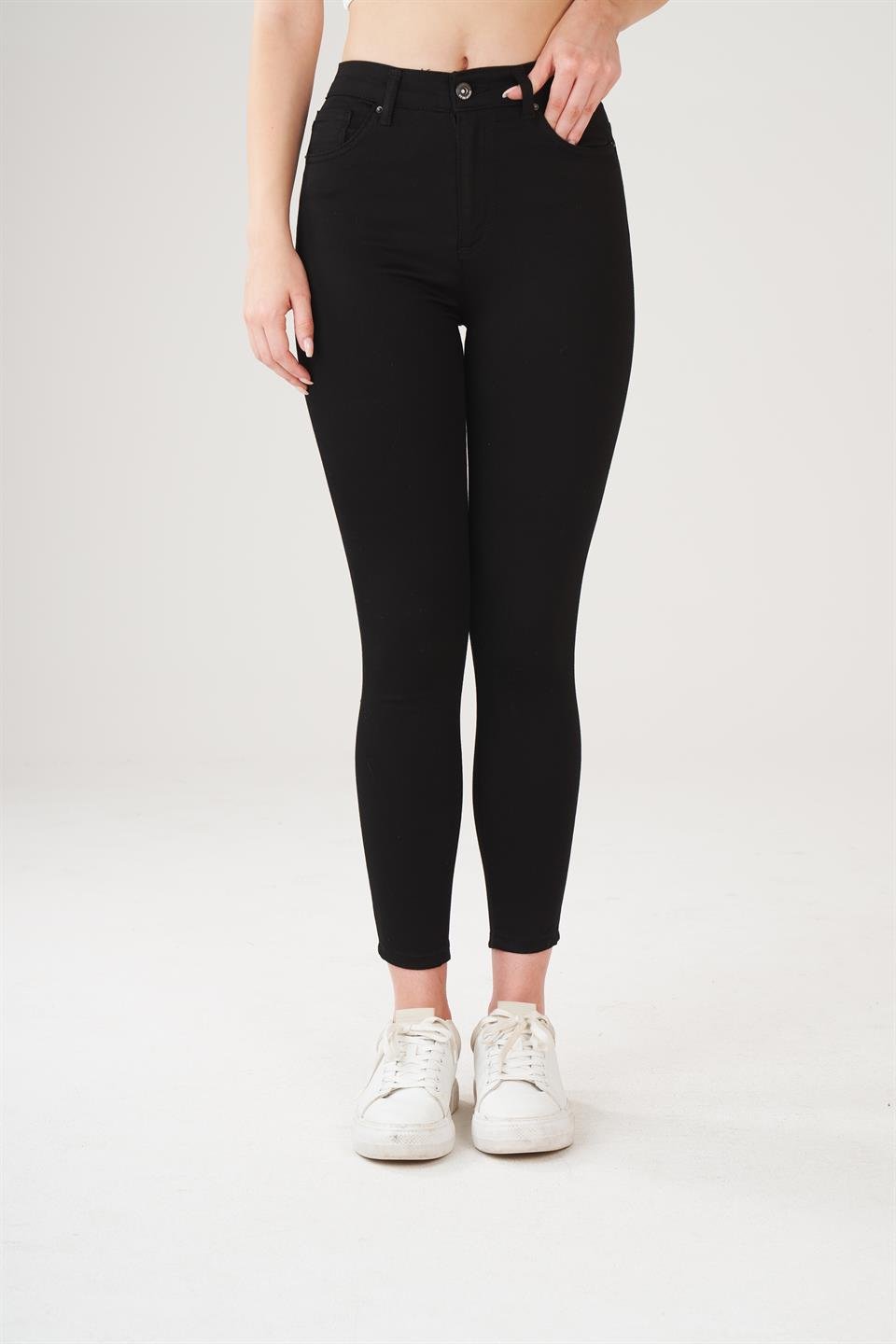 Yüksek Bel 5 Cep Dar Paça Gabardin Pantolon