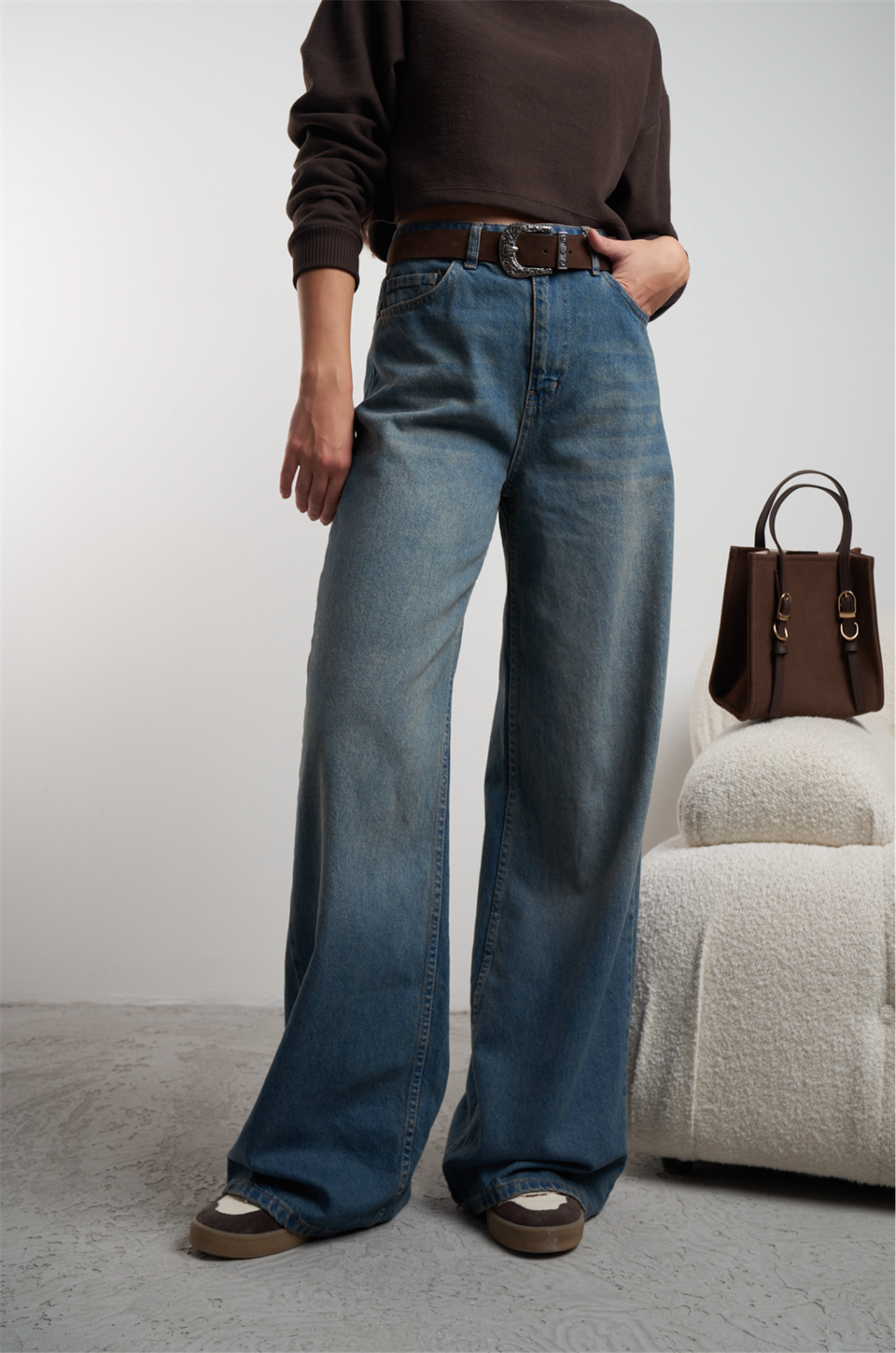 Palazzo Jean Pantolon Kahve Tint