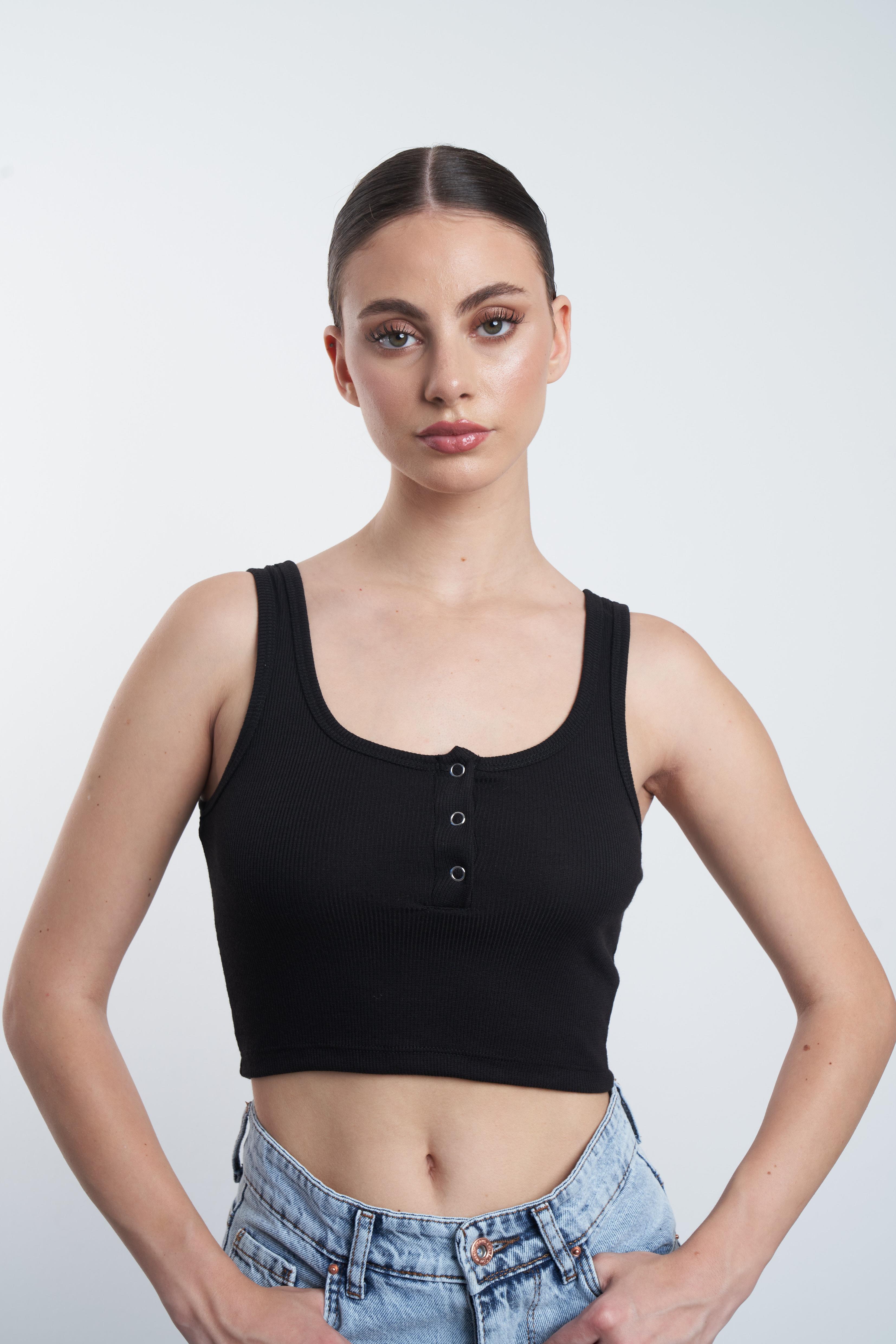 Askılı Crop Siyah