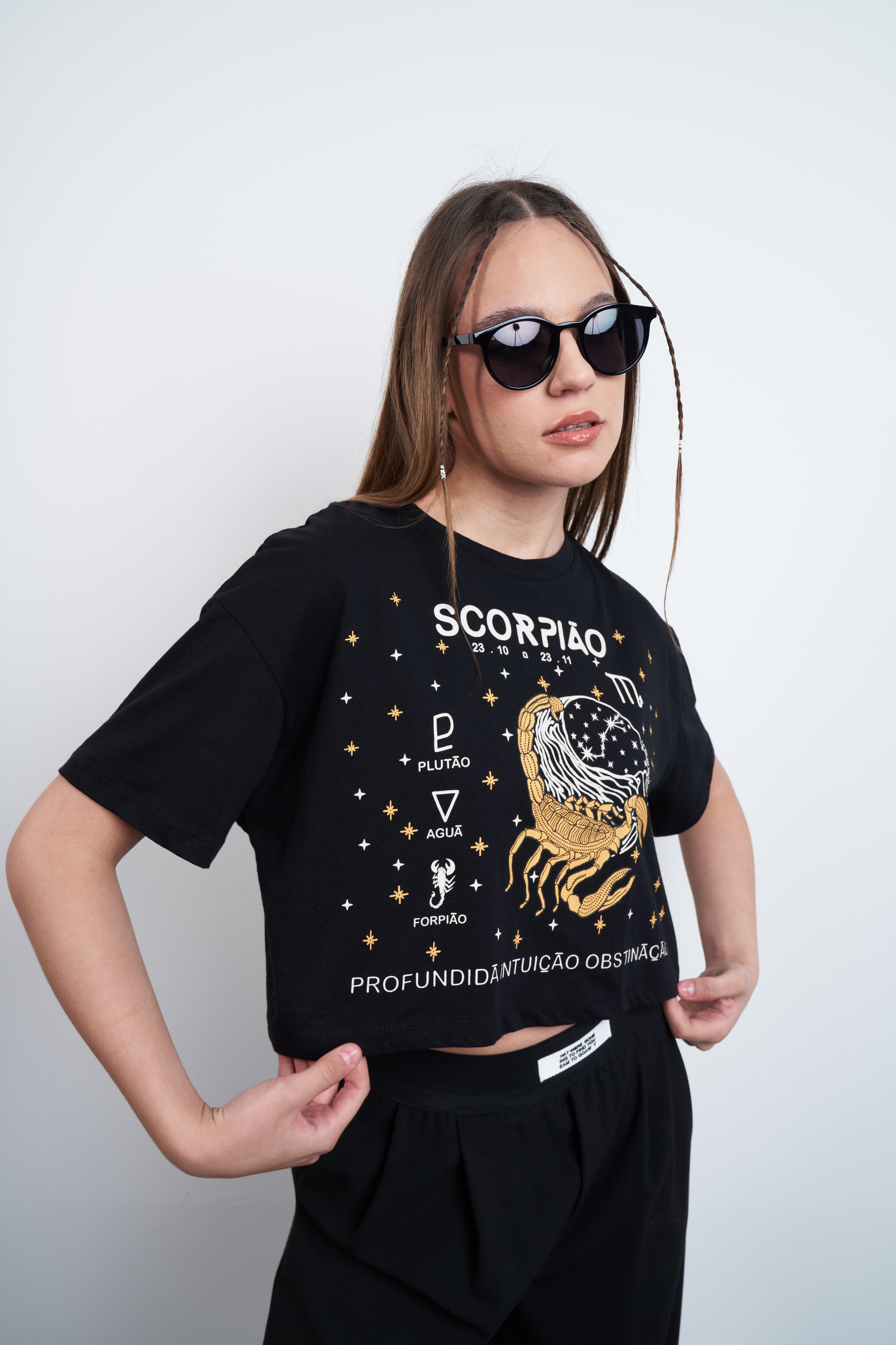 Astroloji Baskılı Kısa T-shirt Siyah