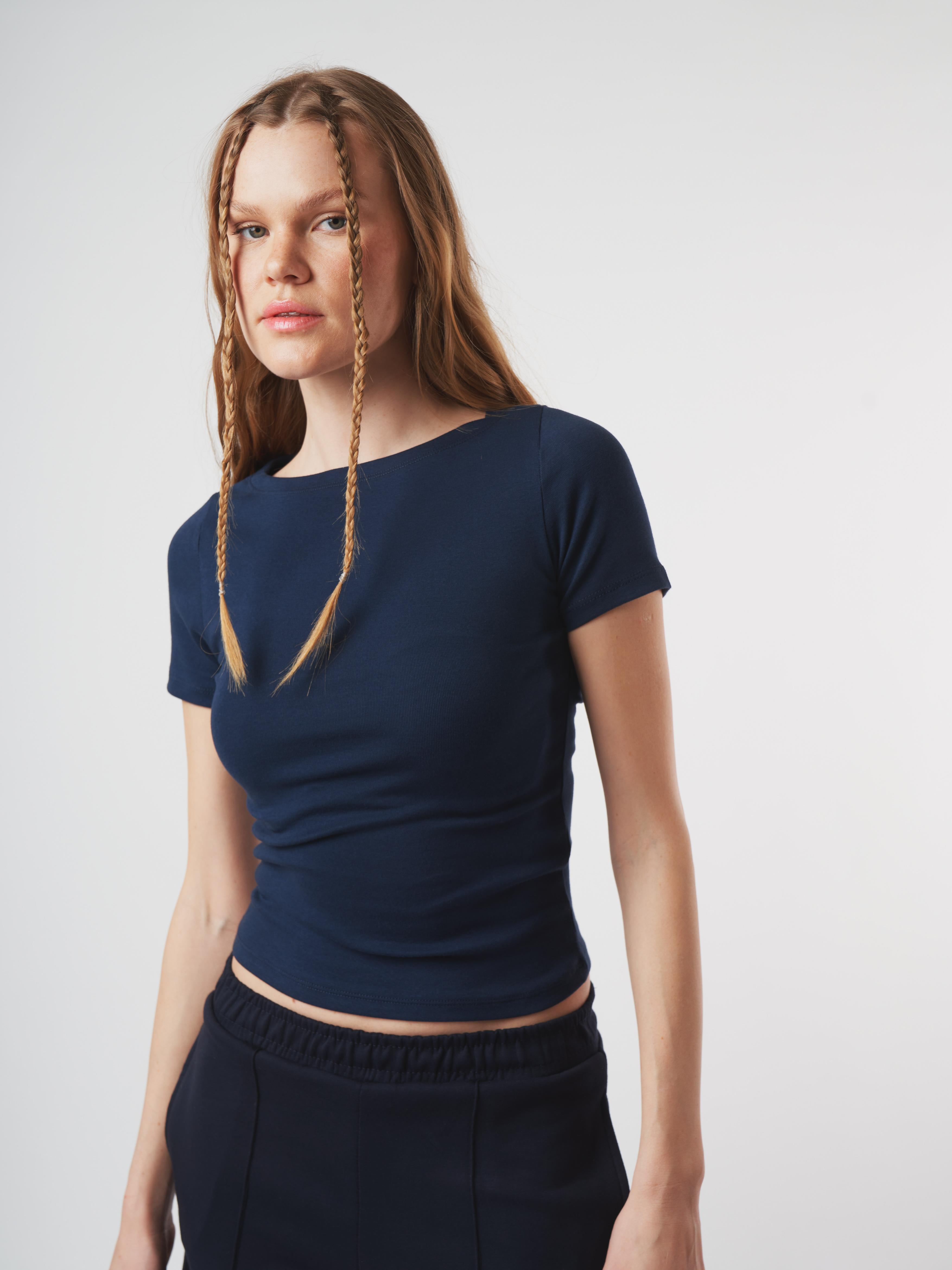 Basic Kısa Kol Bluz Lacivert