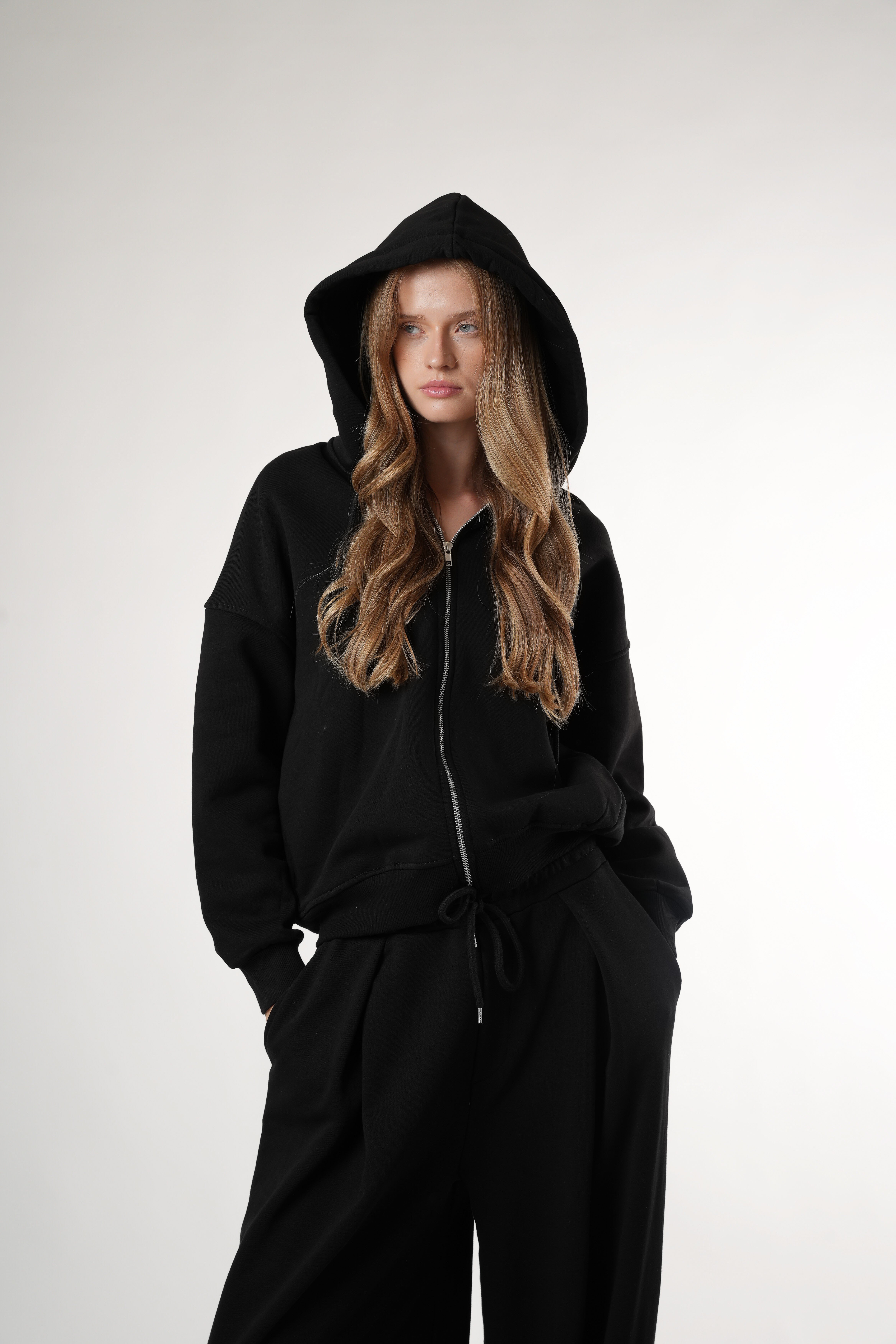 Basic Oversize Şardonlu Sweatmont Siyah