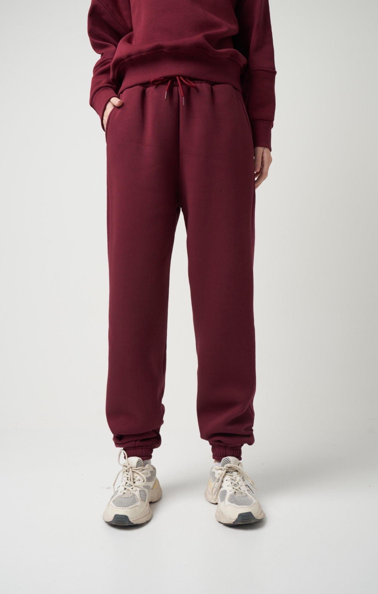 Basic Şardonlu Eşofman Altı Bordo