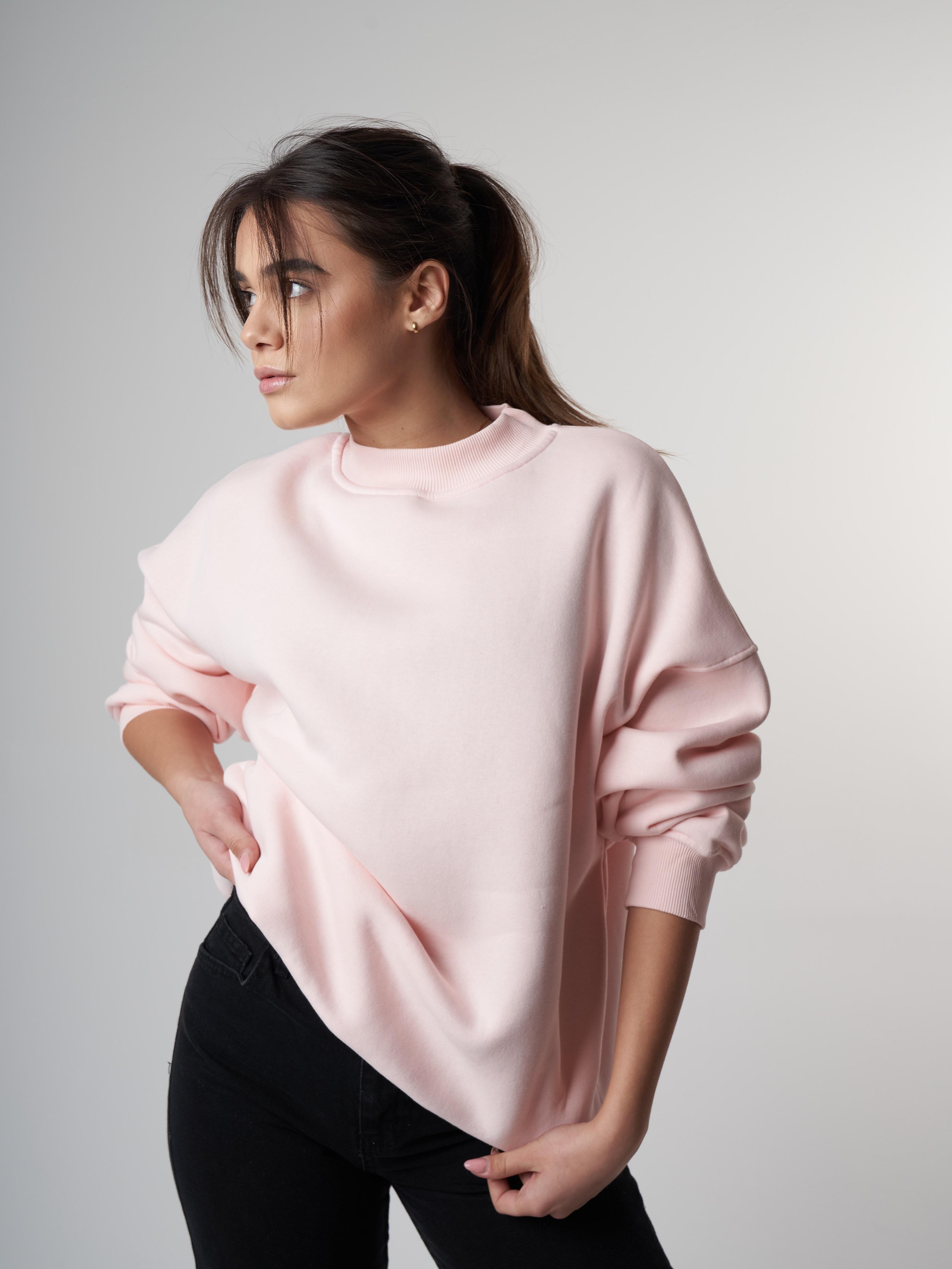 Basic Şardonlu Sweatshirt Toz Pembe