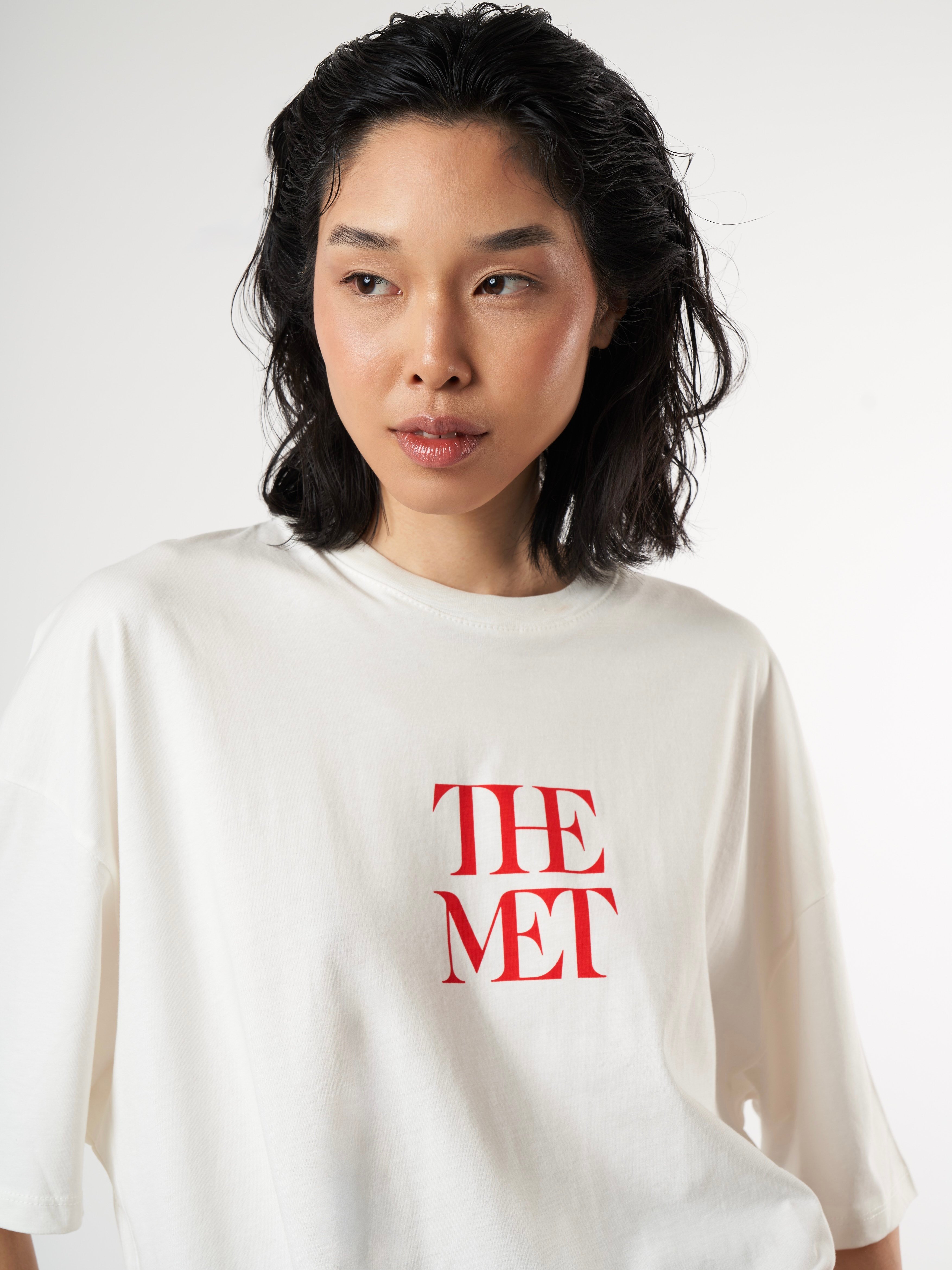 Baskılı Kısa Kol Oversize T-shirt Ekru