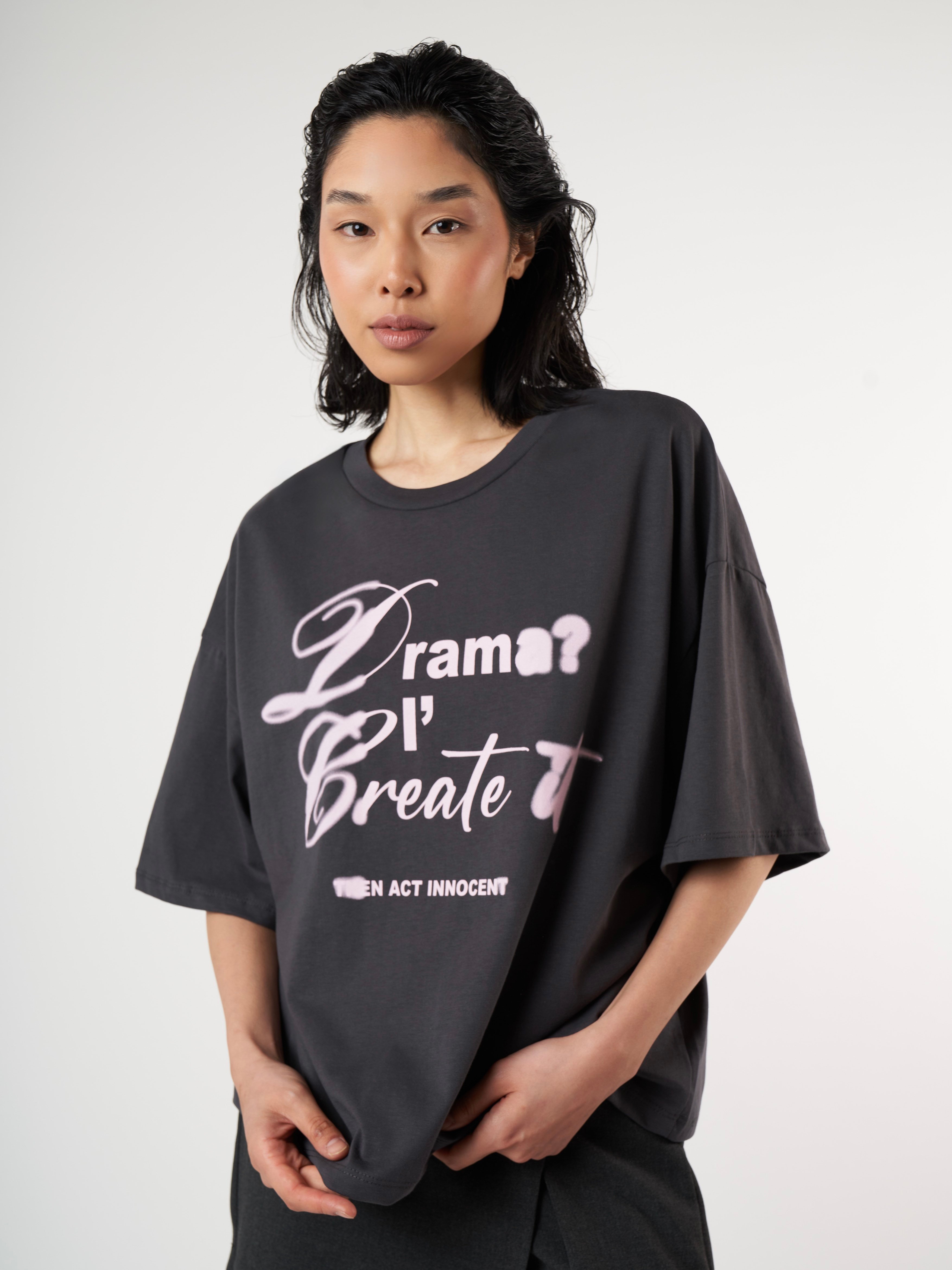 Baskılı Kısa Kol T-shirt Antrasit