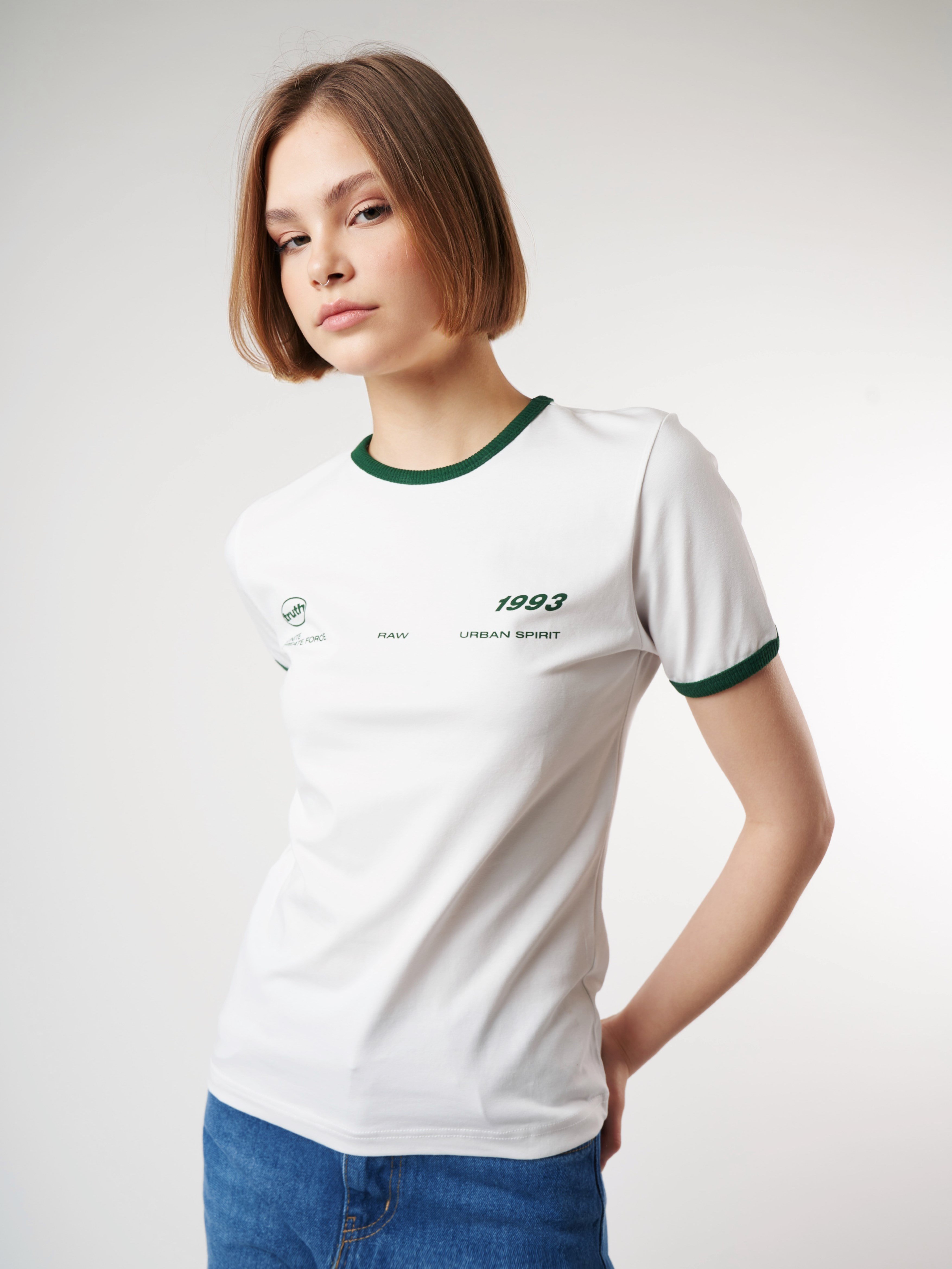Baskılı Kısa Kol T-shirt Beyaz