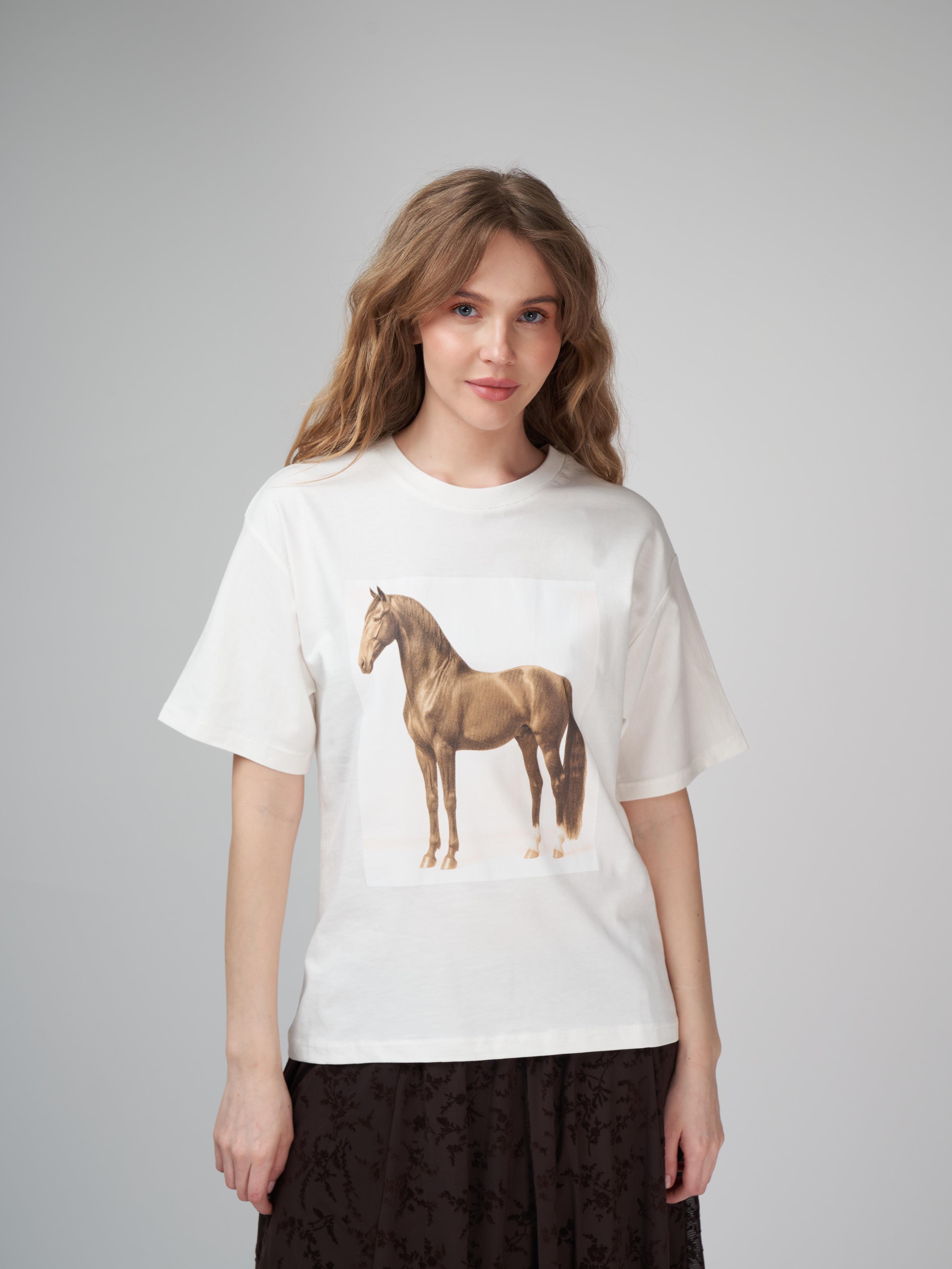 Baskılı Kısa Kol T-shirt Ekru
