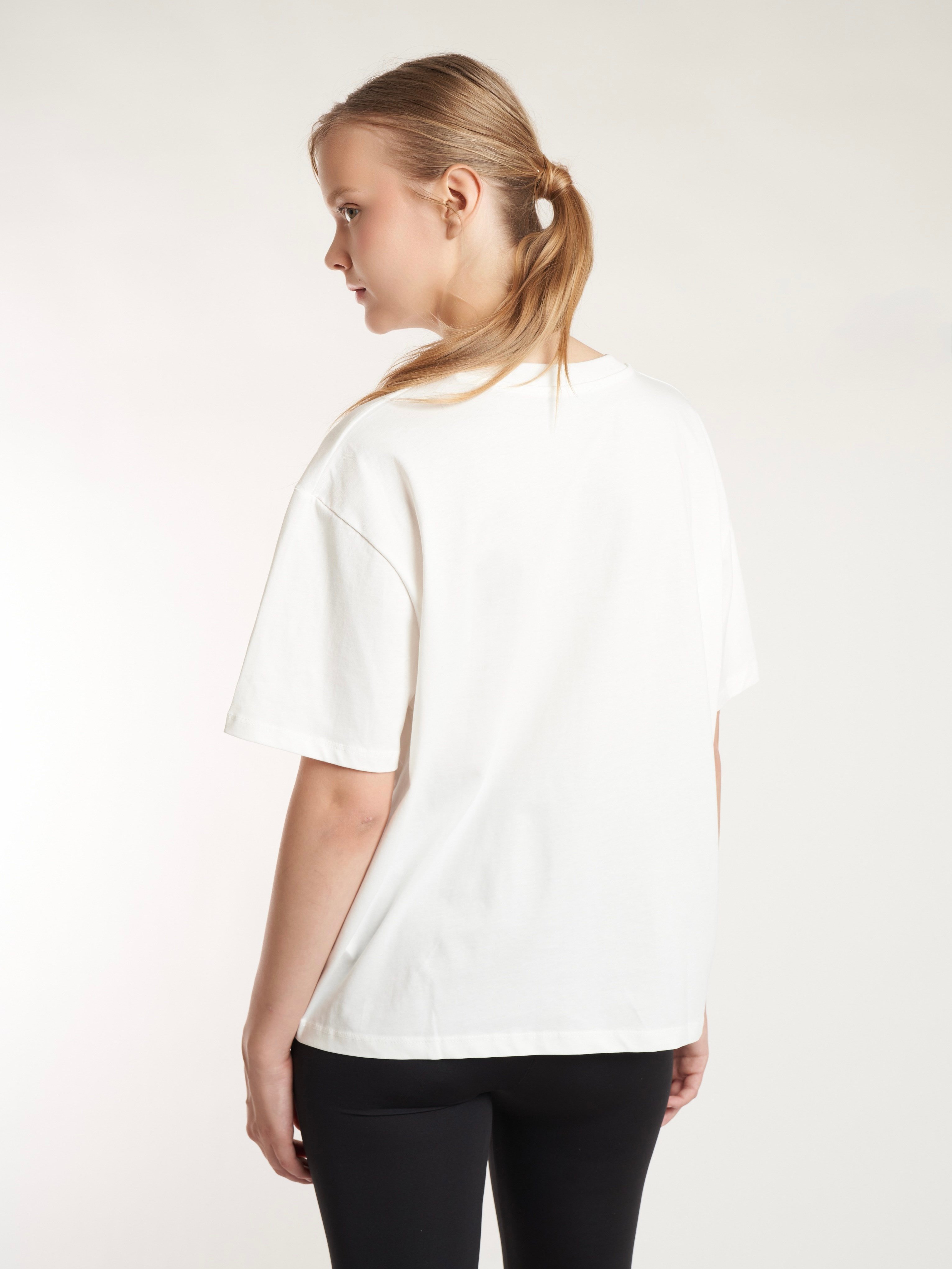 Baskılı Kısa Kol T-shirt Ekru
