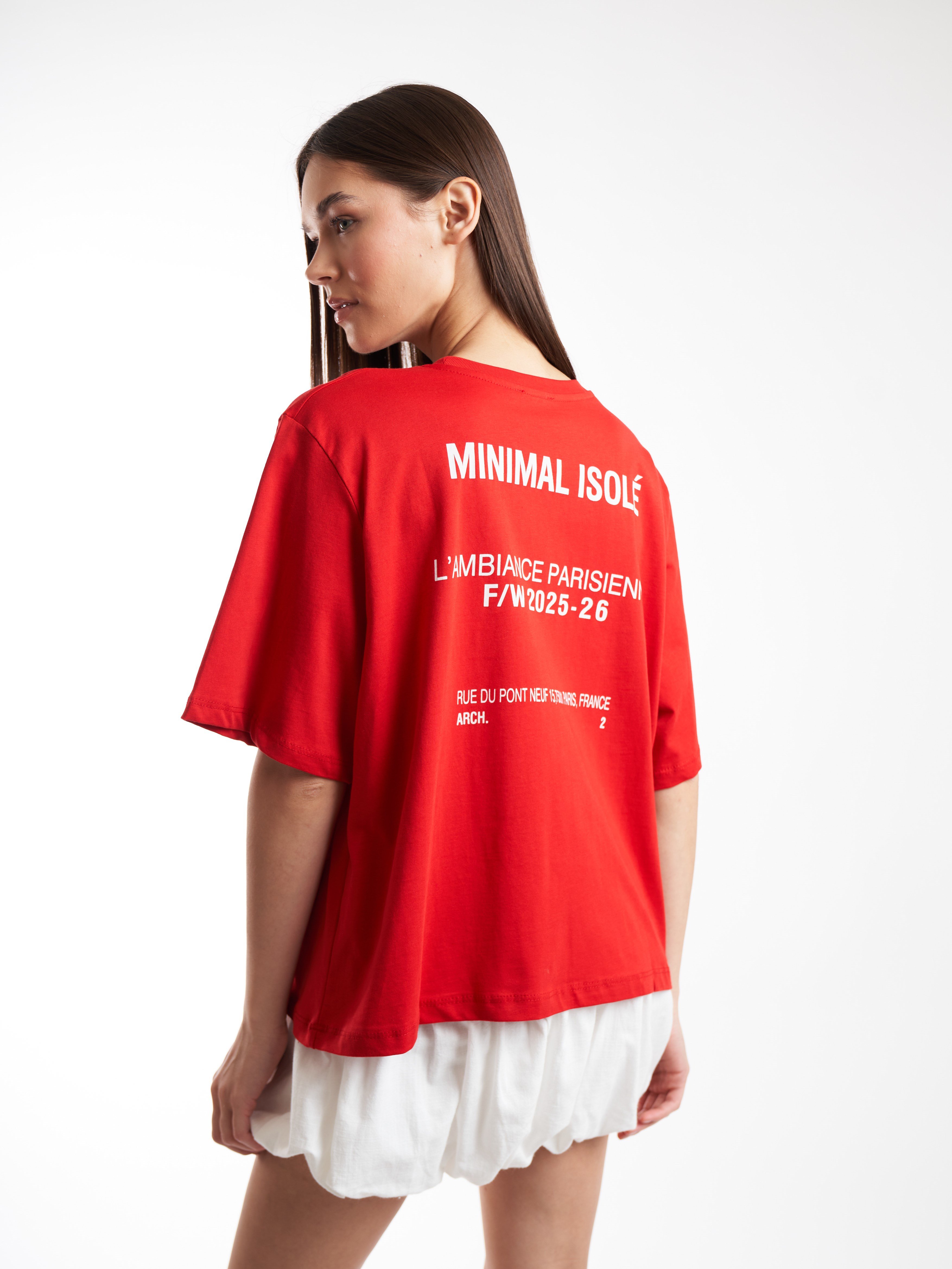 Baskılı Kısa Kol T-shirt Kırmızı