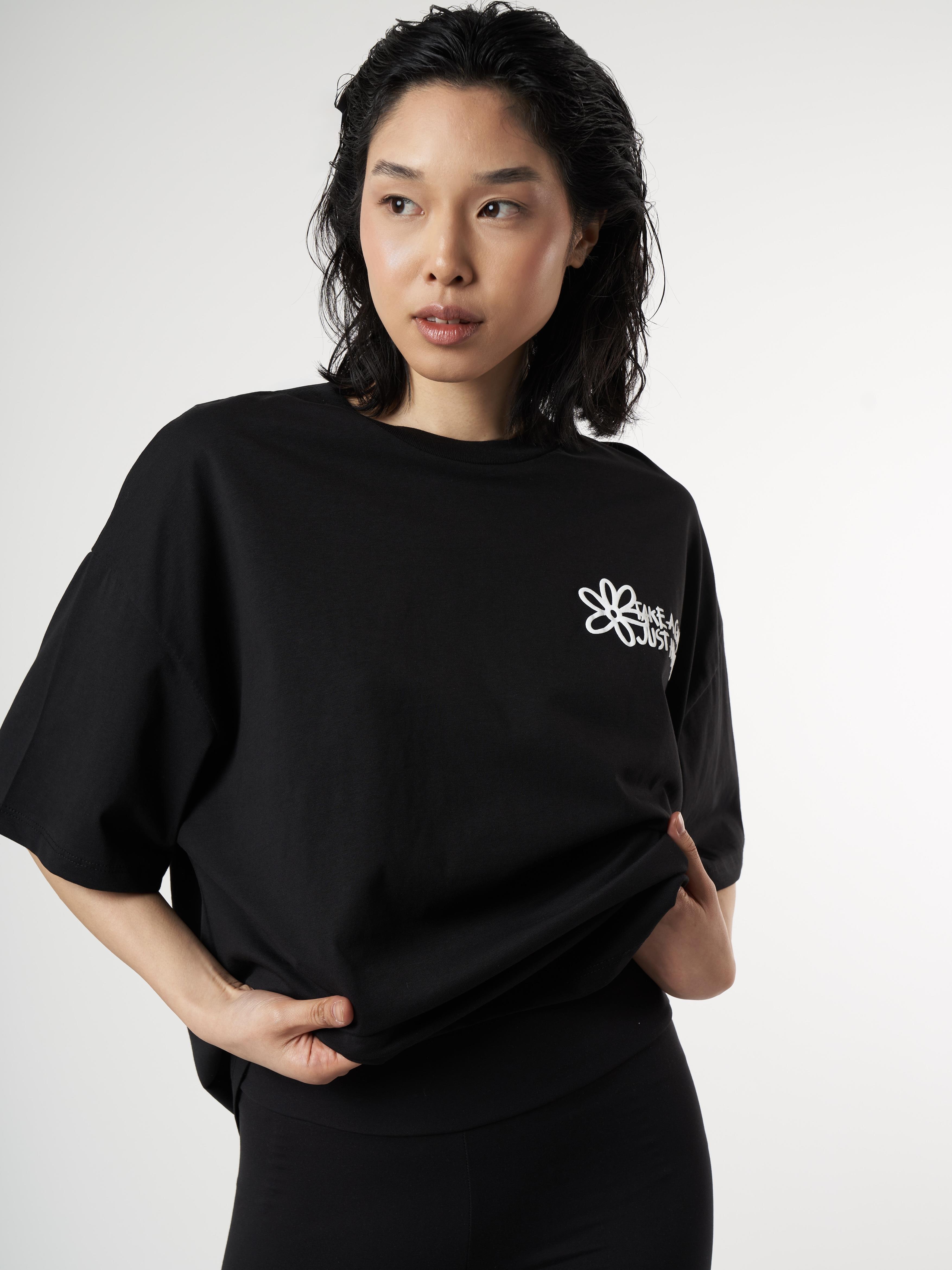 Baskılı Kısa Kol T-shirt Siyah