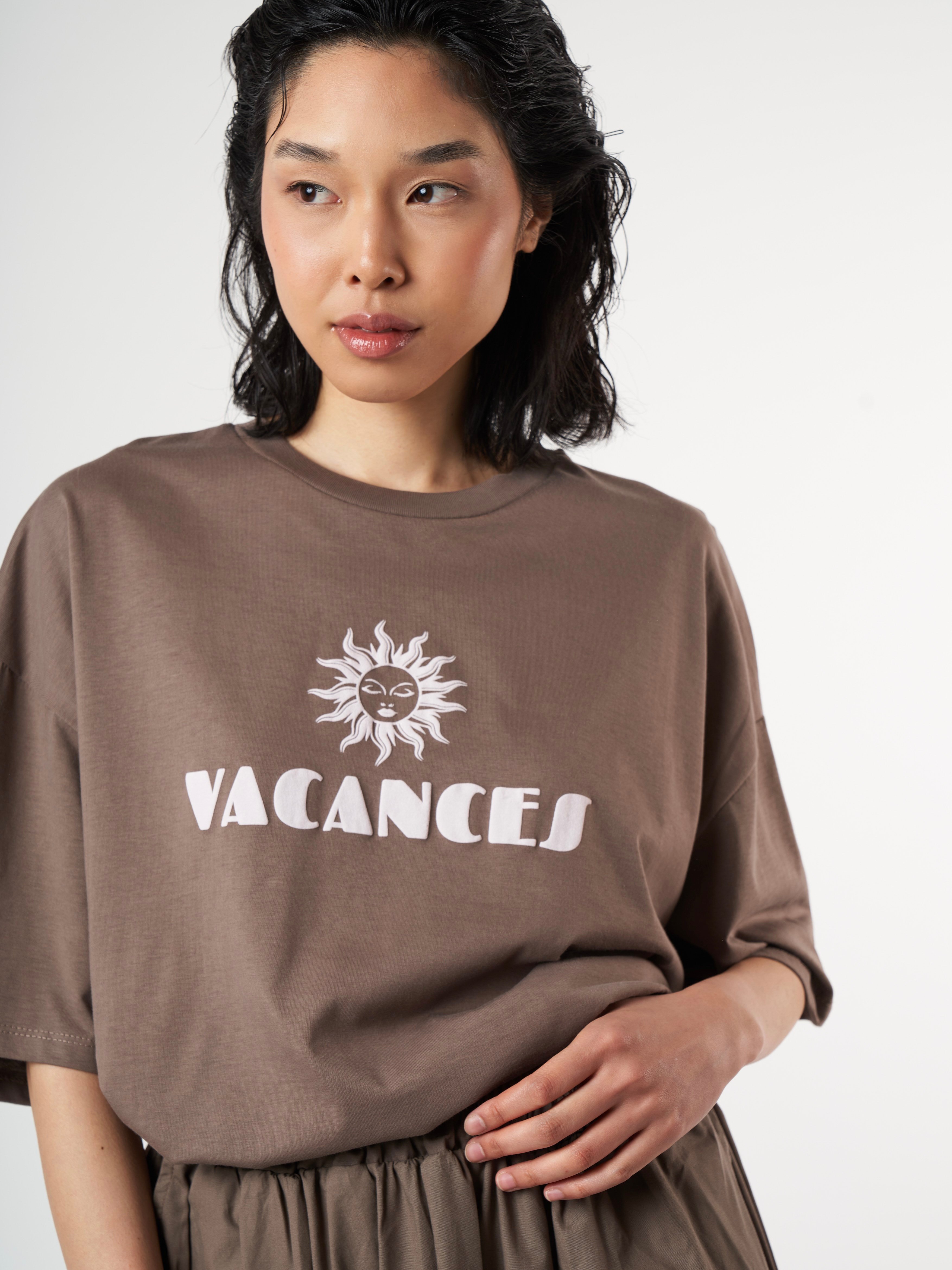 Baskılı Kısa Kol T-shirt Vizon