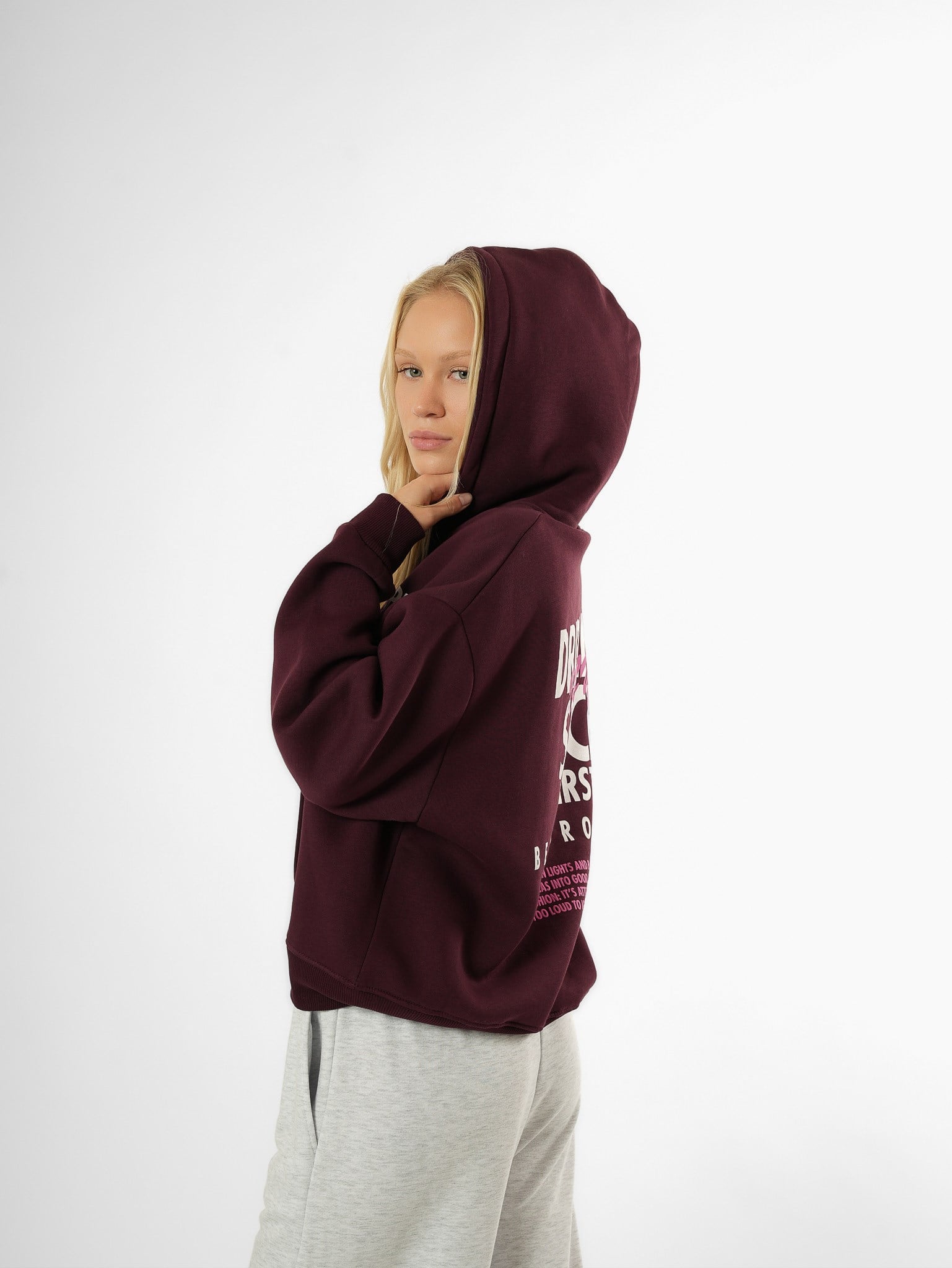 Baskılı Sweatmont Mürdüm