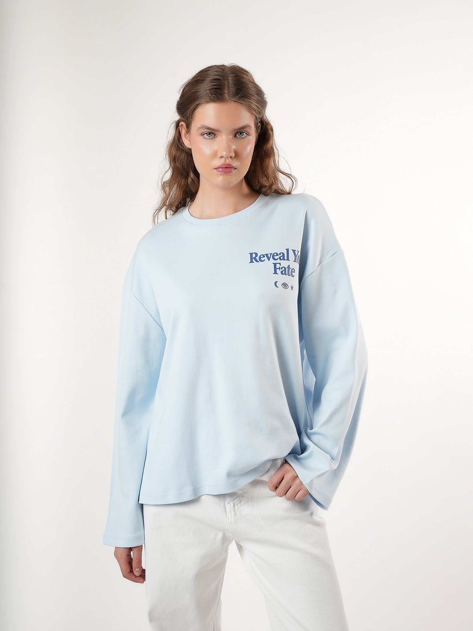 Baskılı Uzun Kol T-shirt Bebe Mavi