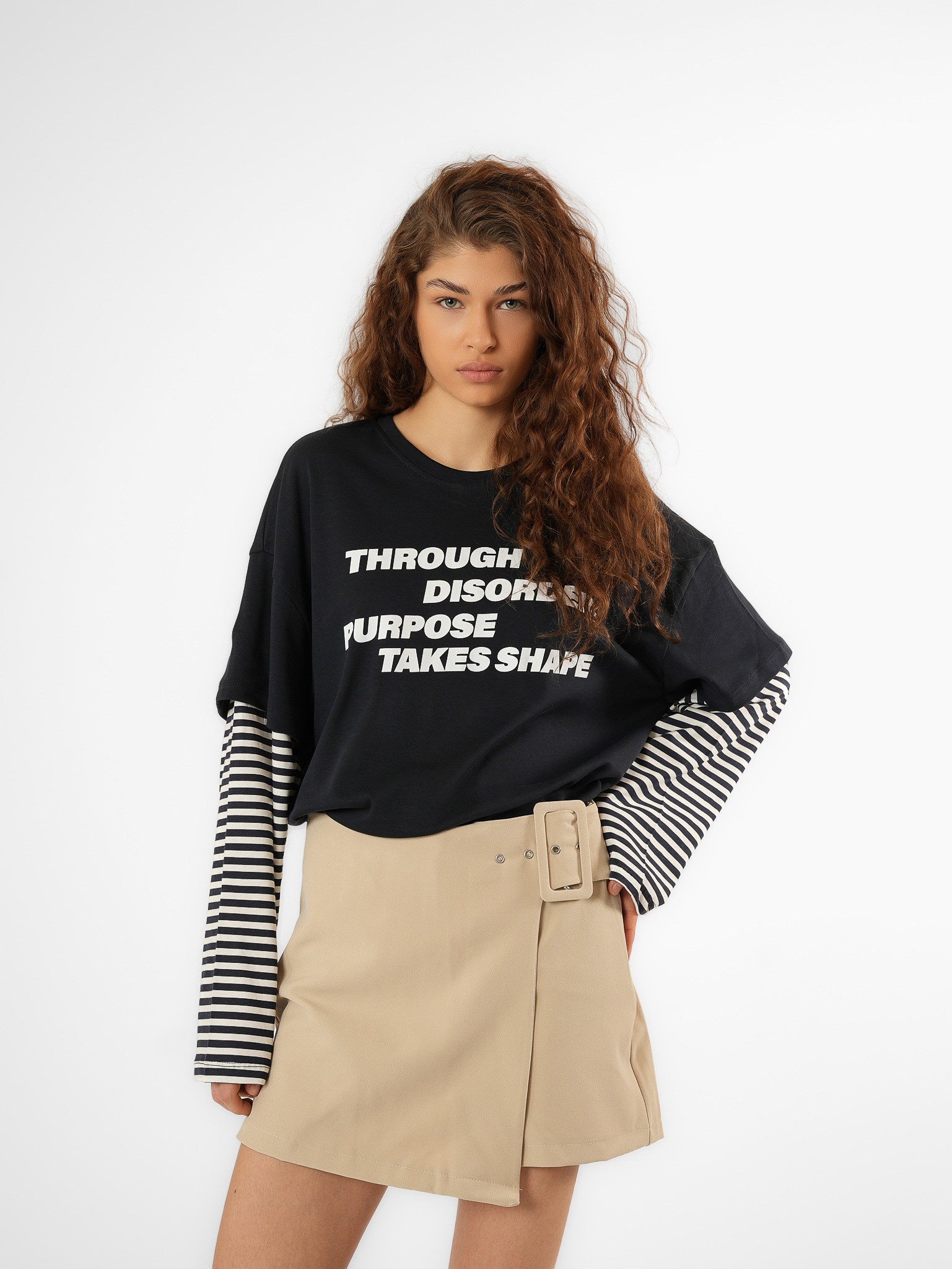 Baskılı Uzun Kol T-shirt Lacivert