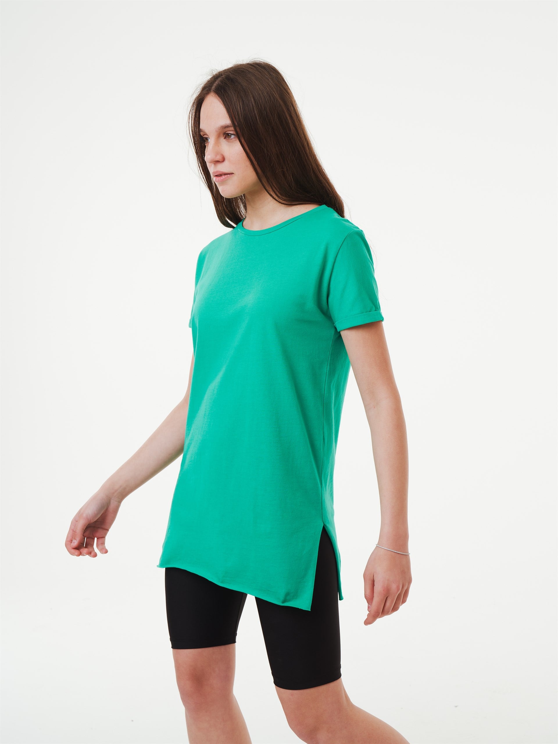 Bisiklet Yaka Basic Uzun T-shirt