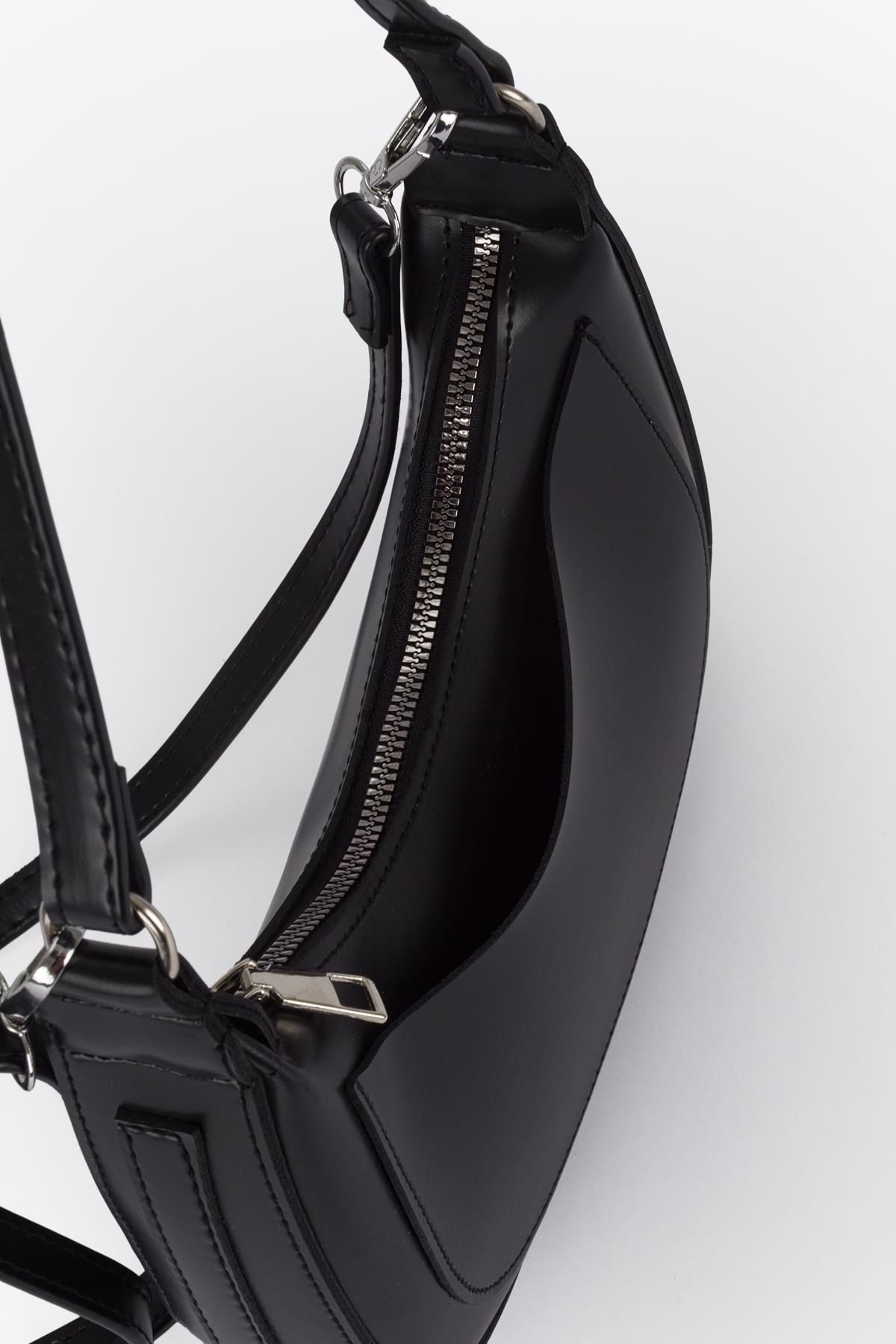 Çift Askılı Luxury Baget Çapraz Çanta Siyah