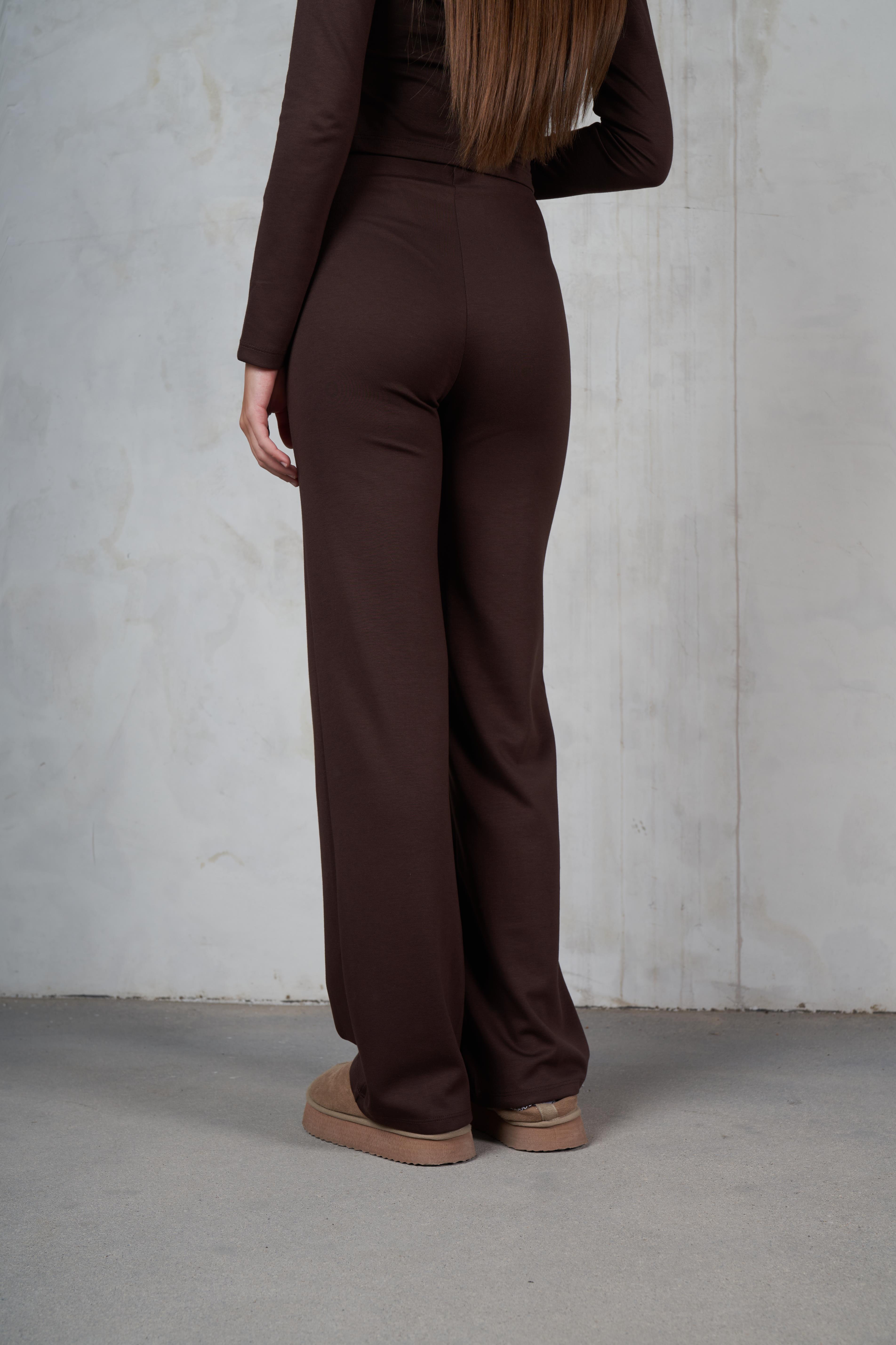 Çimalı Bol Paça Modal Pantolon Kahve