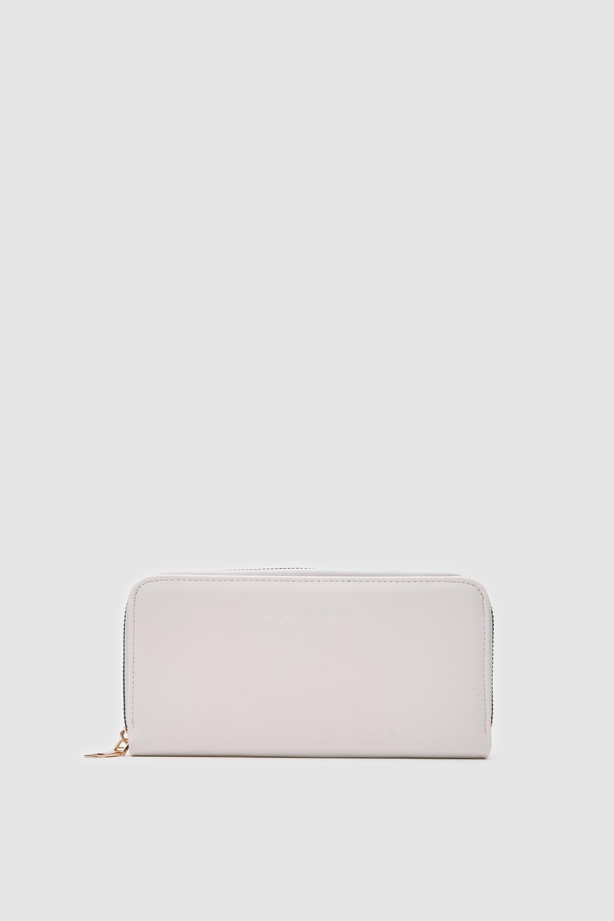 Clutch Mat Rugan Cüzdan Beyaz